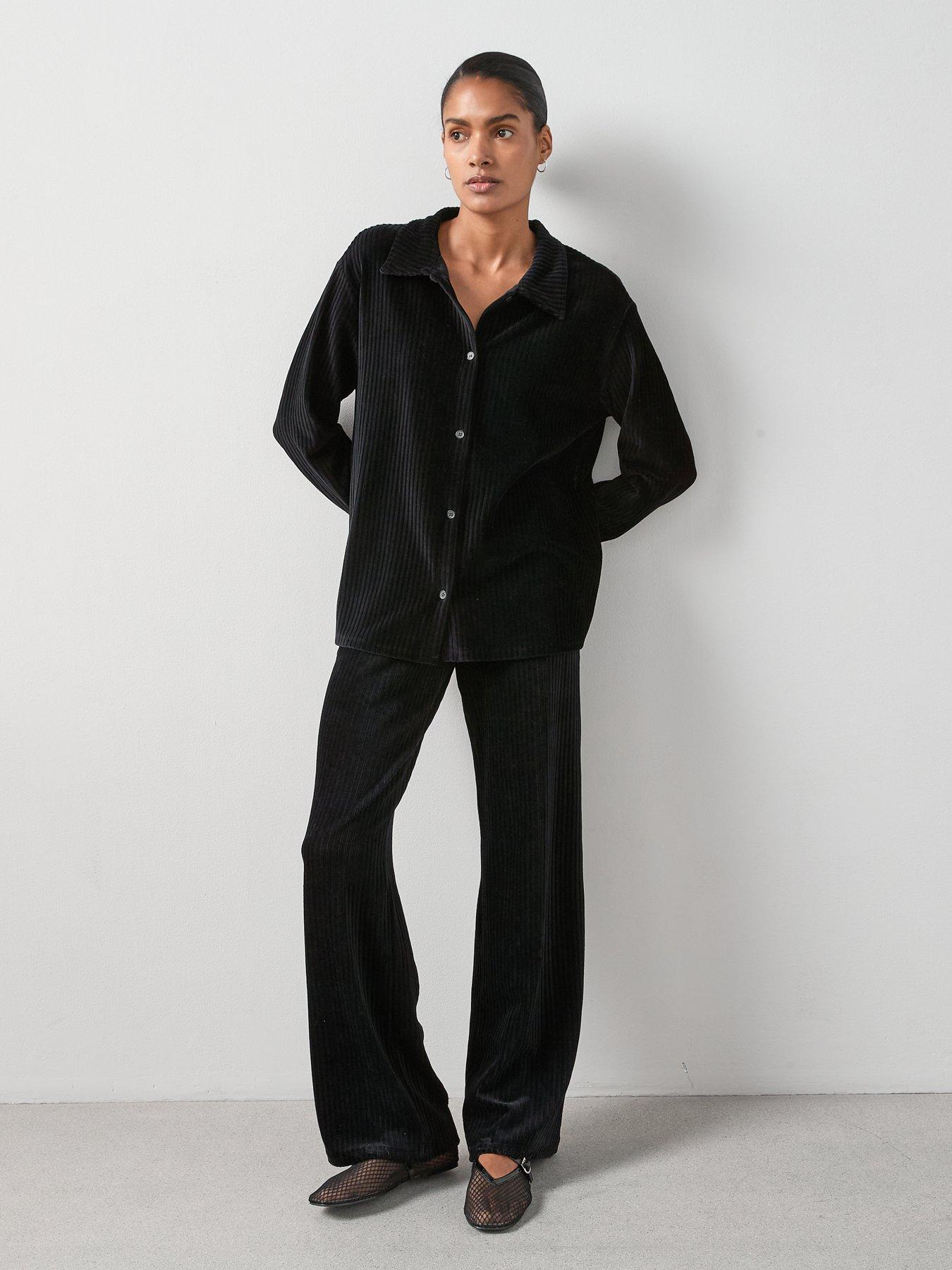 Image 3 of 7 of The Very Collection Textured Cord Wide Leg Trouser Co-Ord - Black