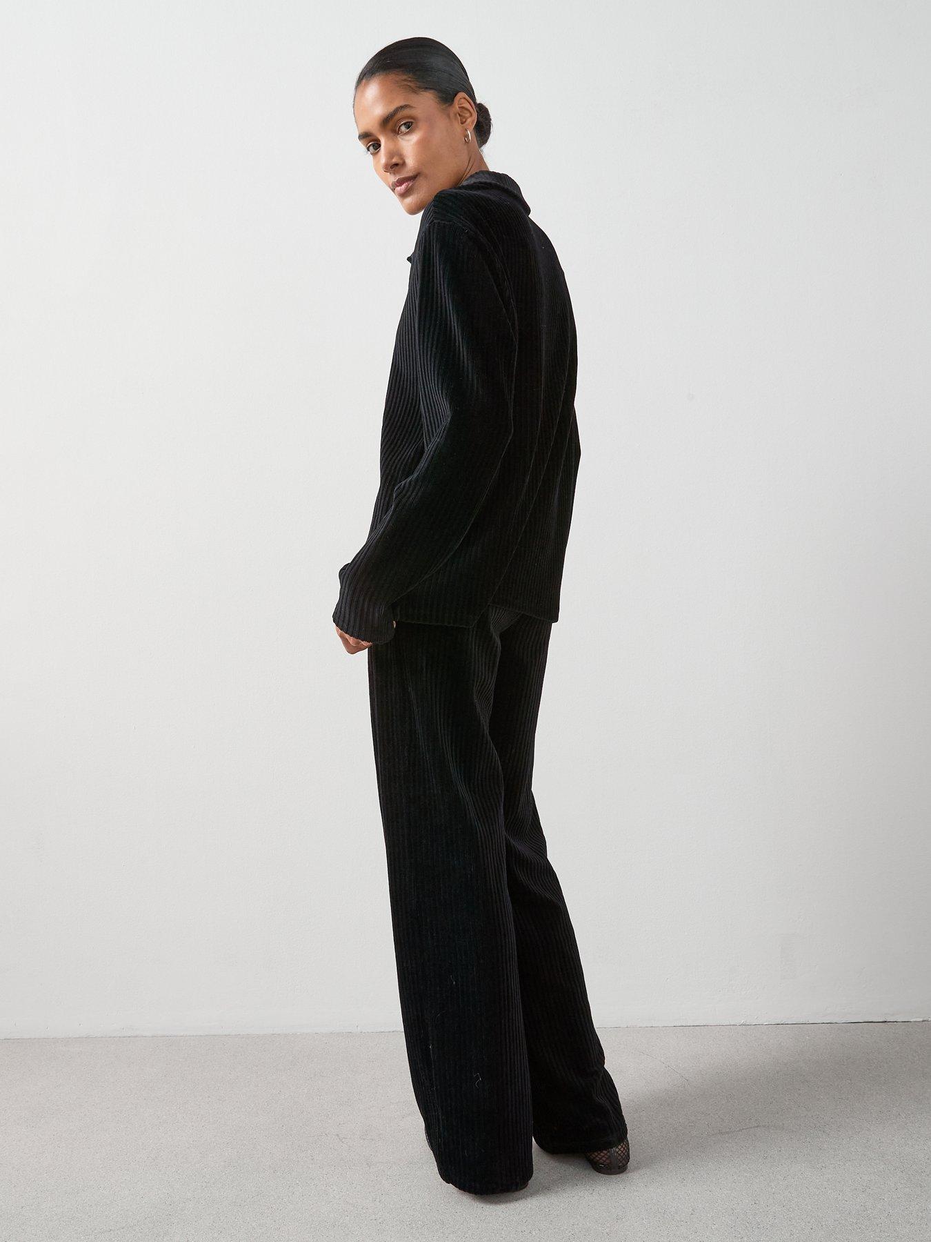 Image 4 of 7 of The Very Collection Textured Cord Wide Leg Trouser Co-Ord - Black