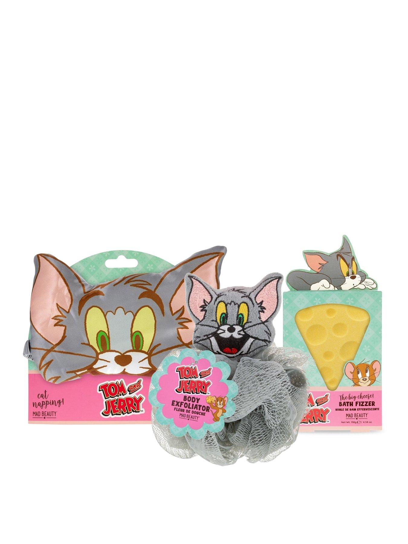 undefined Tom and Jerry - Tom Sleep Mask and Body Puff Bundle with Cheese and Bath Fizzer