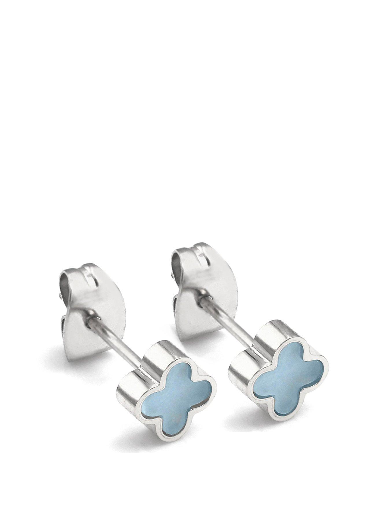 undefined Crystal Clover Earrings Turquoise - Silver