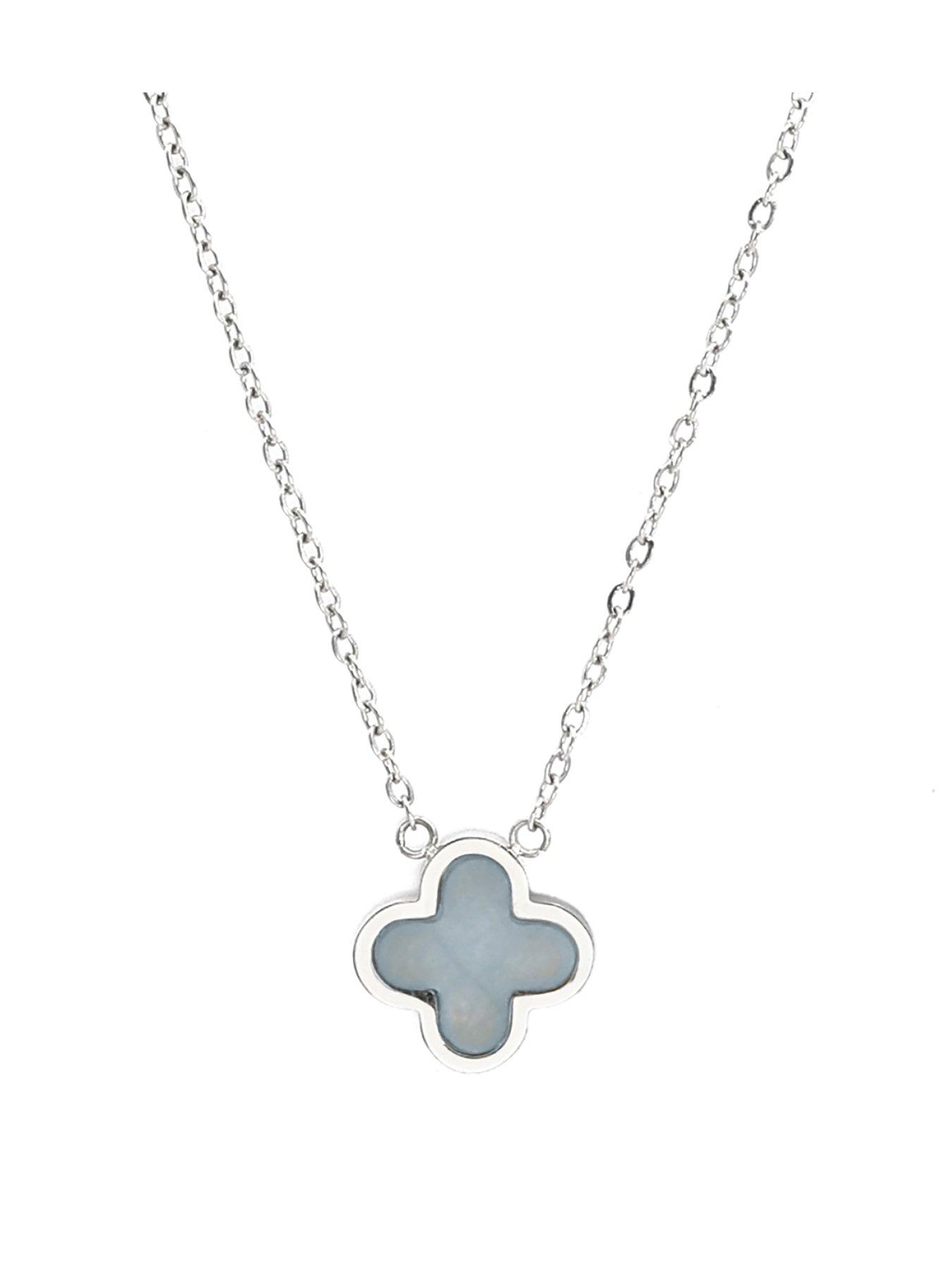 Say It With Crystal Clover Necklace Turquoise - Silver