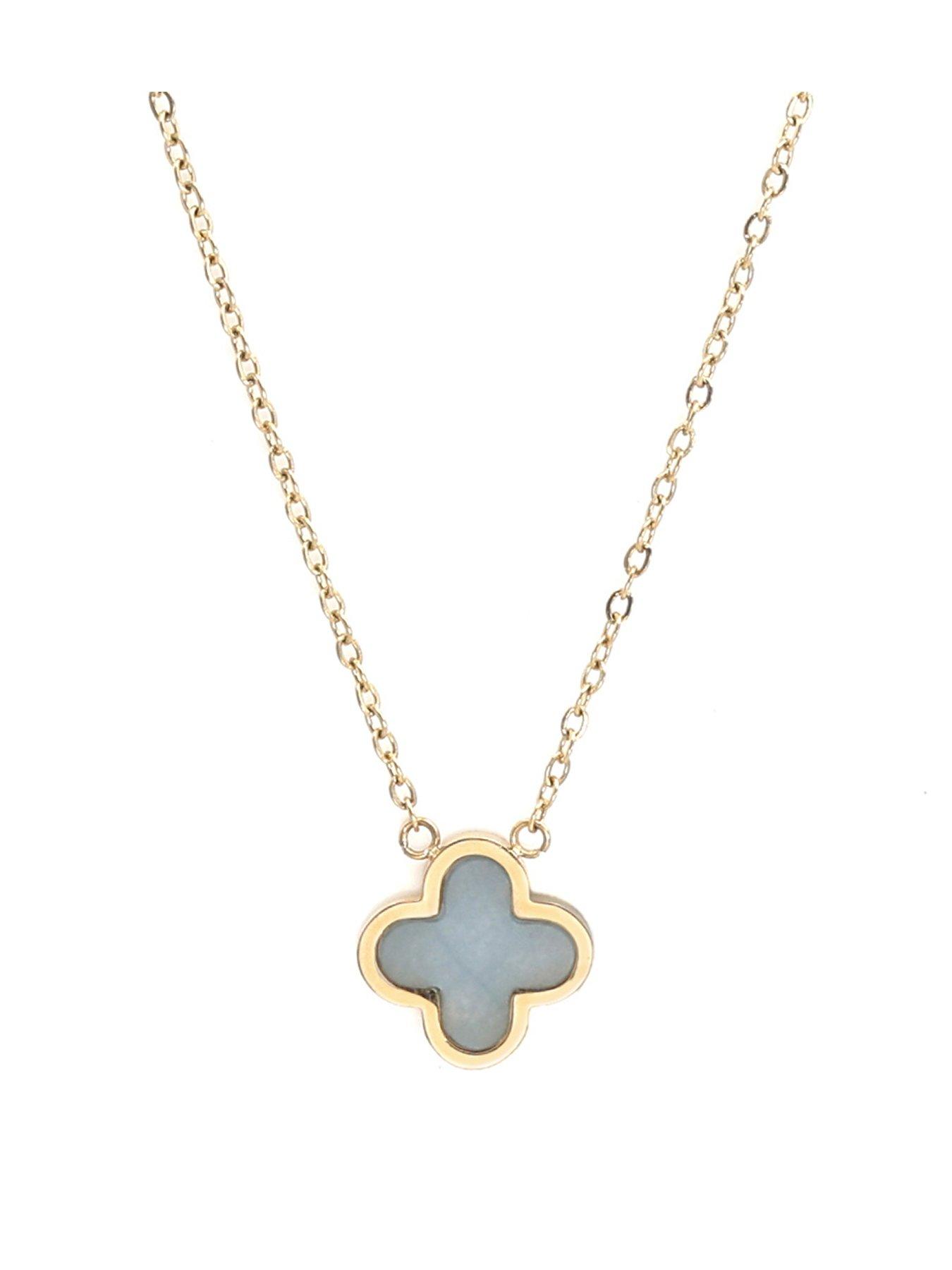 undefined Crystal Clover Necklace Turquoise - Gold