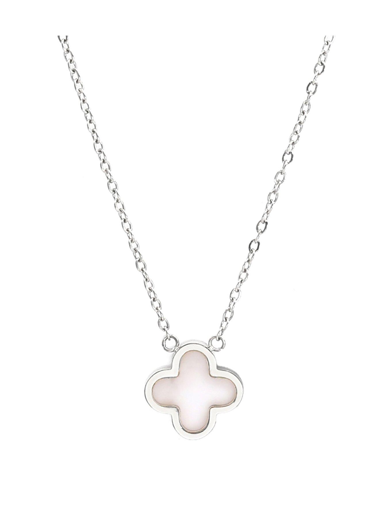 undefined Crystal Clover Necklace Rose Quartz - Silver