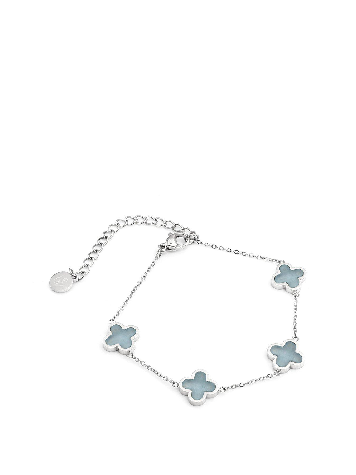 undefined Crystal Clover Bracelet Turquoise - Silver