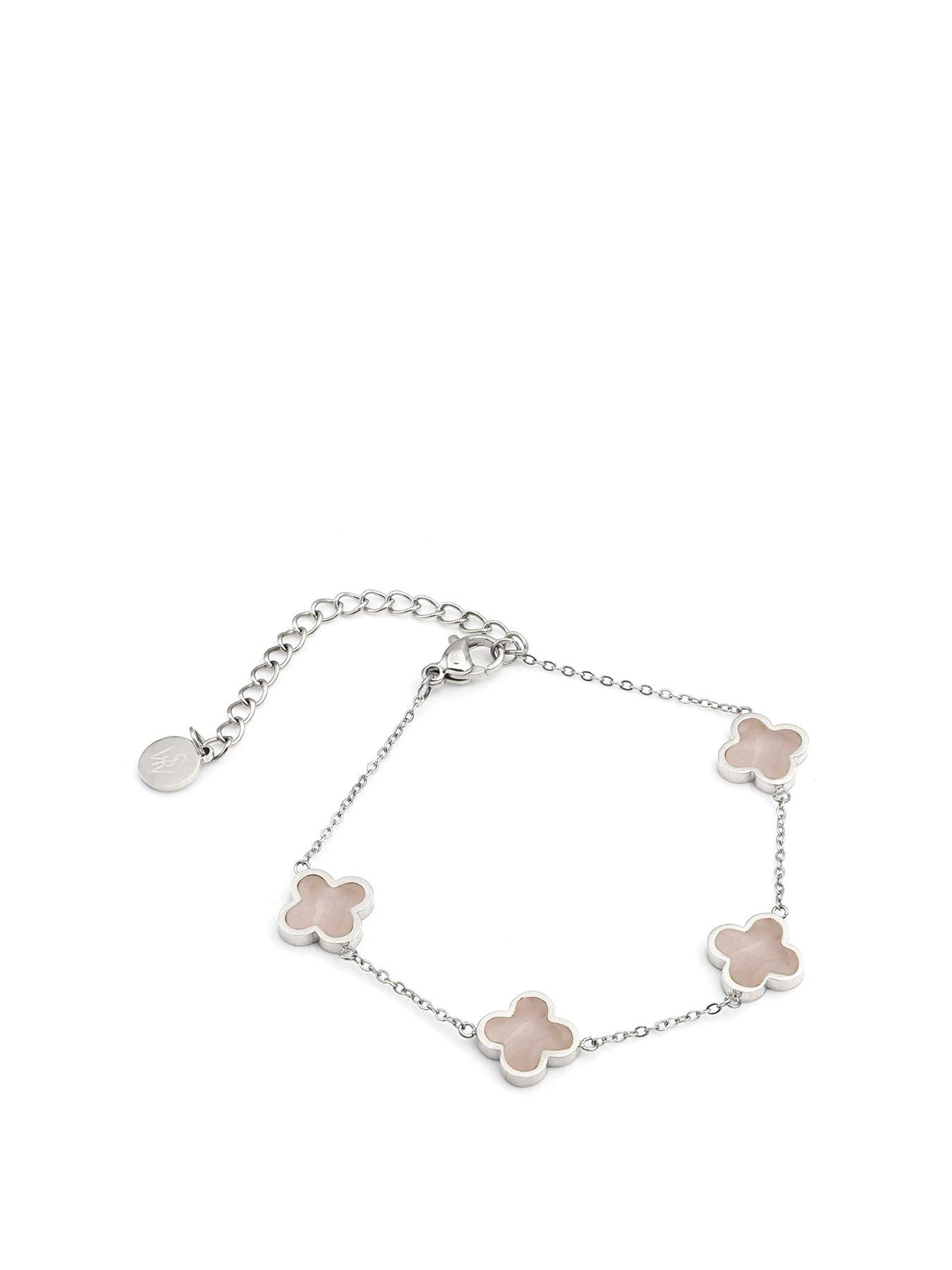 undefined Crystal Clover Bracelet Rose Quartz - Silver
