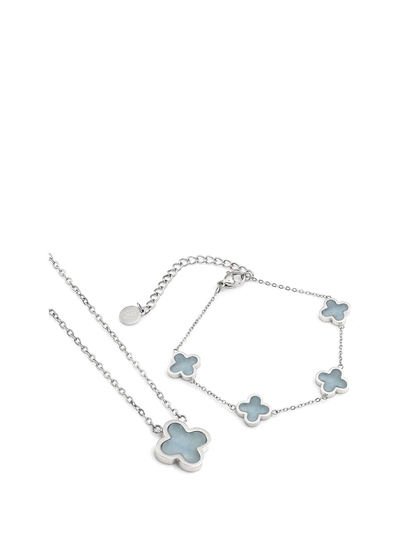 Image 1 of 3 of Say It With Crystal Clover Turquoise Gift Set - Silver