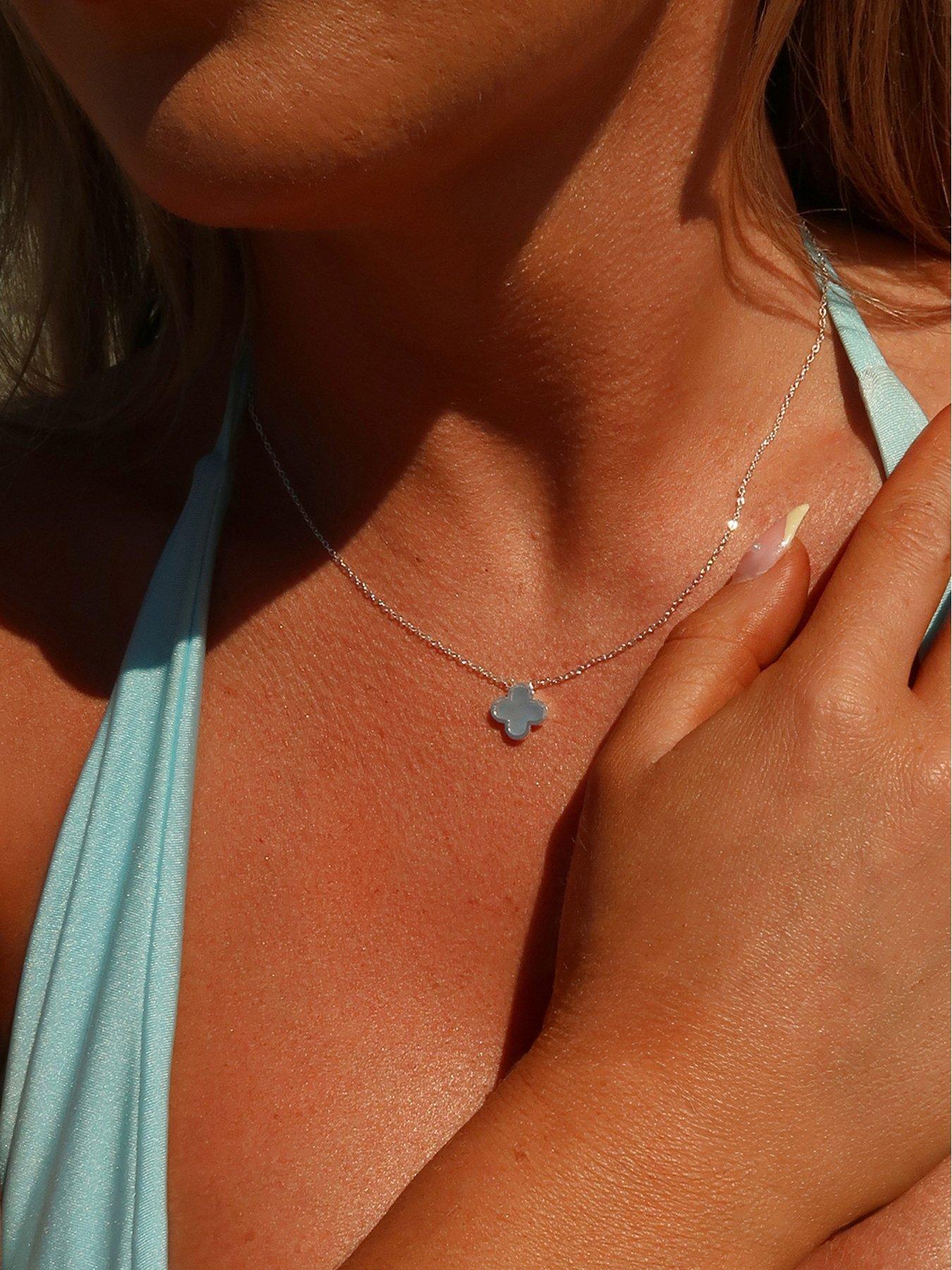 Image 2 of 3 of Say It With Crystal Clover Turquoise Gift Set - Silver
