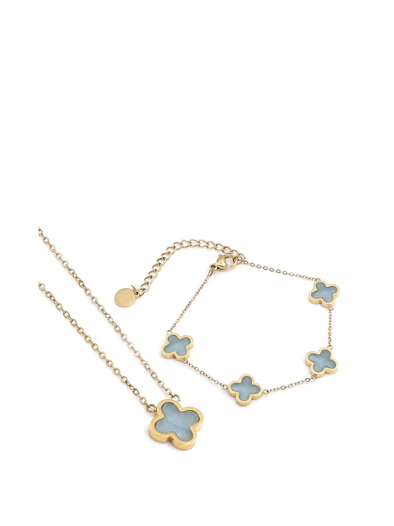 undefined Crystal Clover Turquoise Gift Set - Yellow Gold
