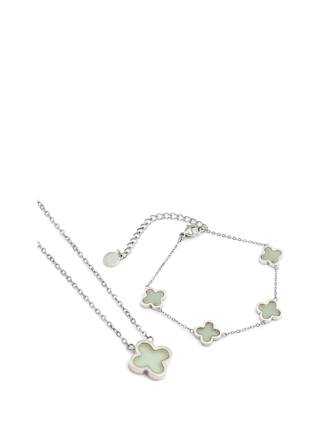 undefined Crystal Clover Jade Gift Set - Silver