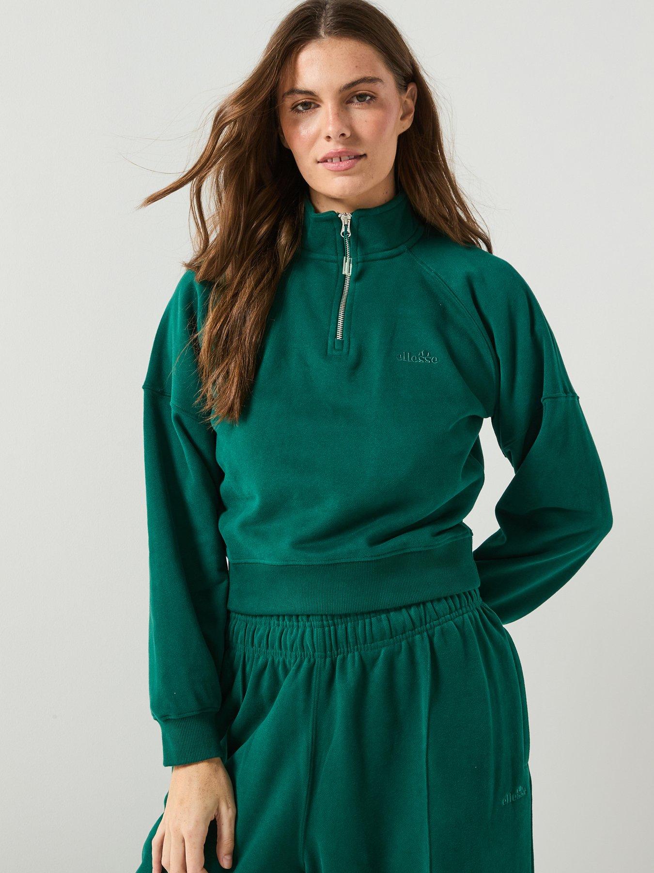 Ellesse Womens Carrera 1/4 Zip Top - Dark Green