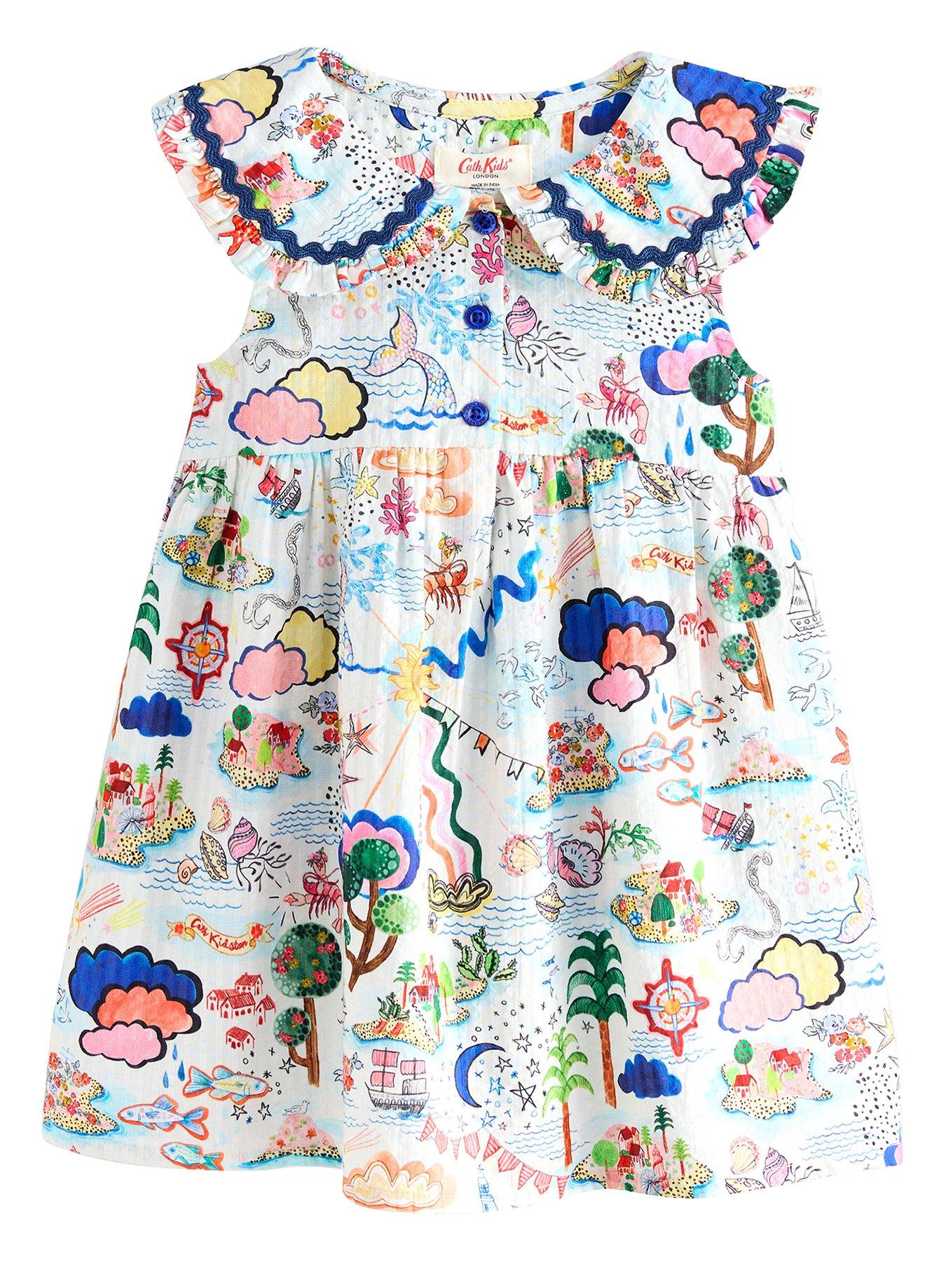undefined Younger Girls Printed Collar Dress - Multi