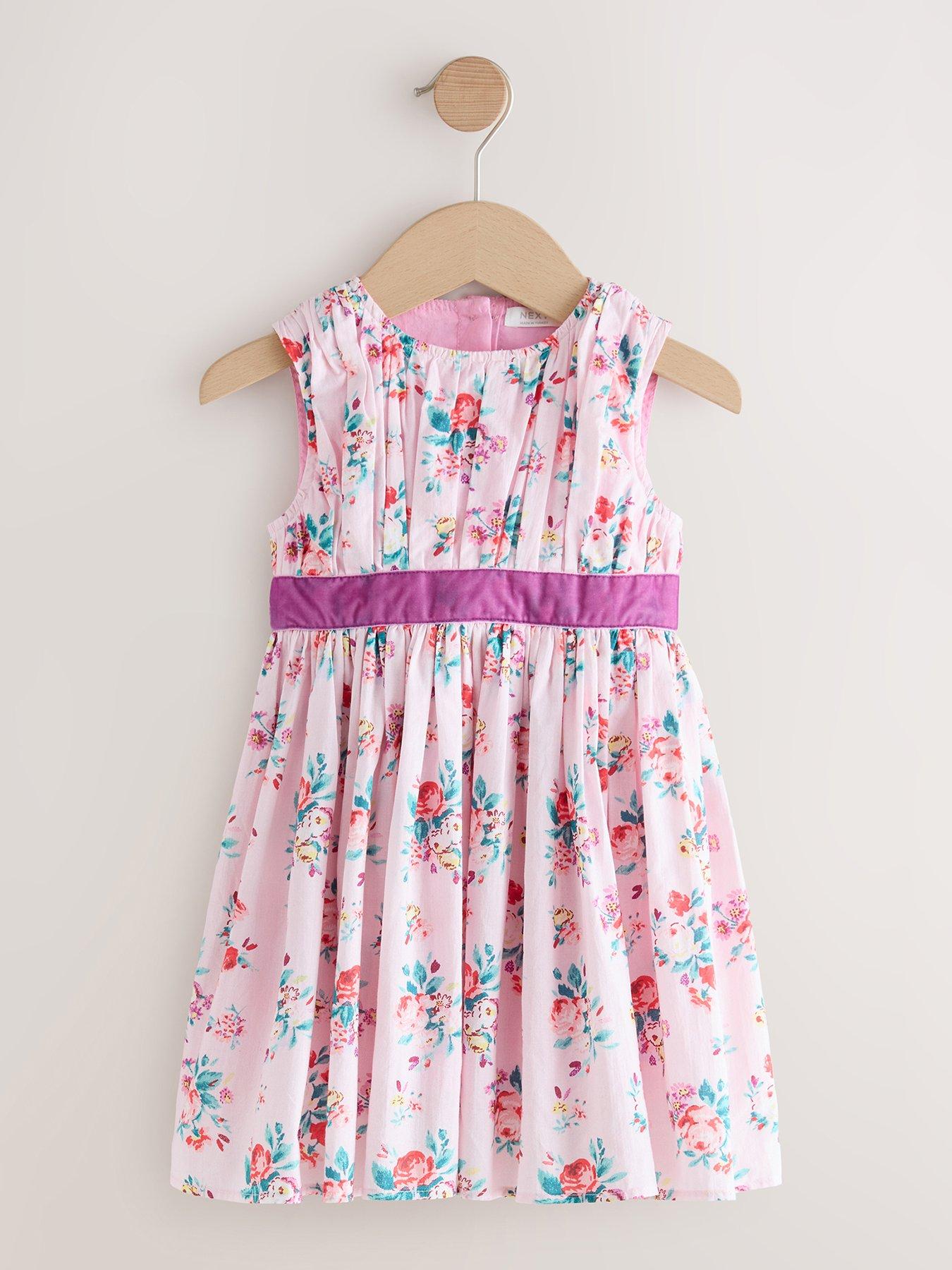 undefined Younger Girls Floral Tie Back Party Dress - Purple