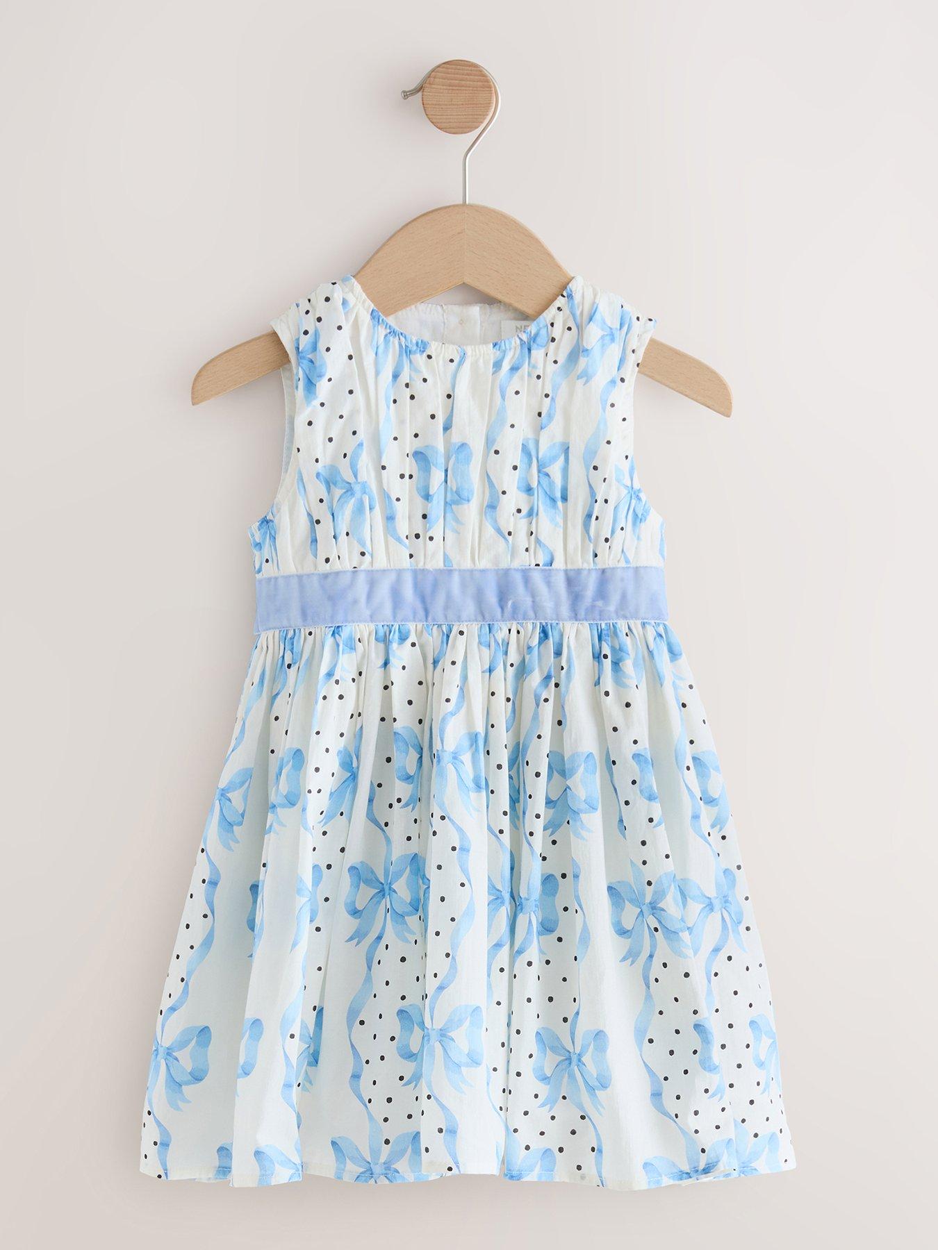 undefined Younger Girls Floral Tie Back Party Dress - Blue