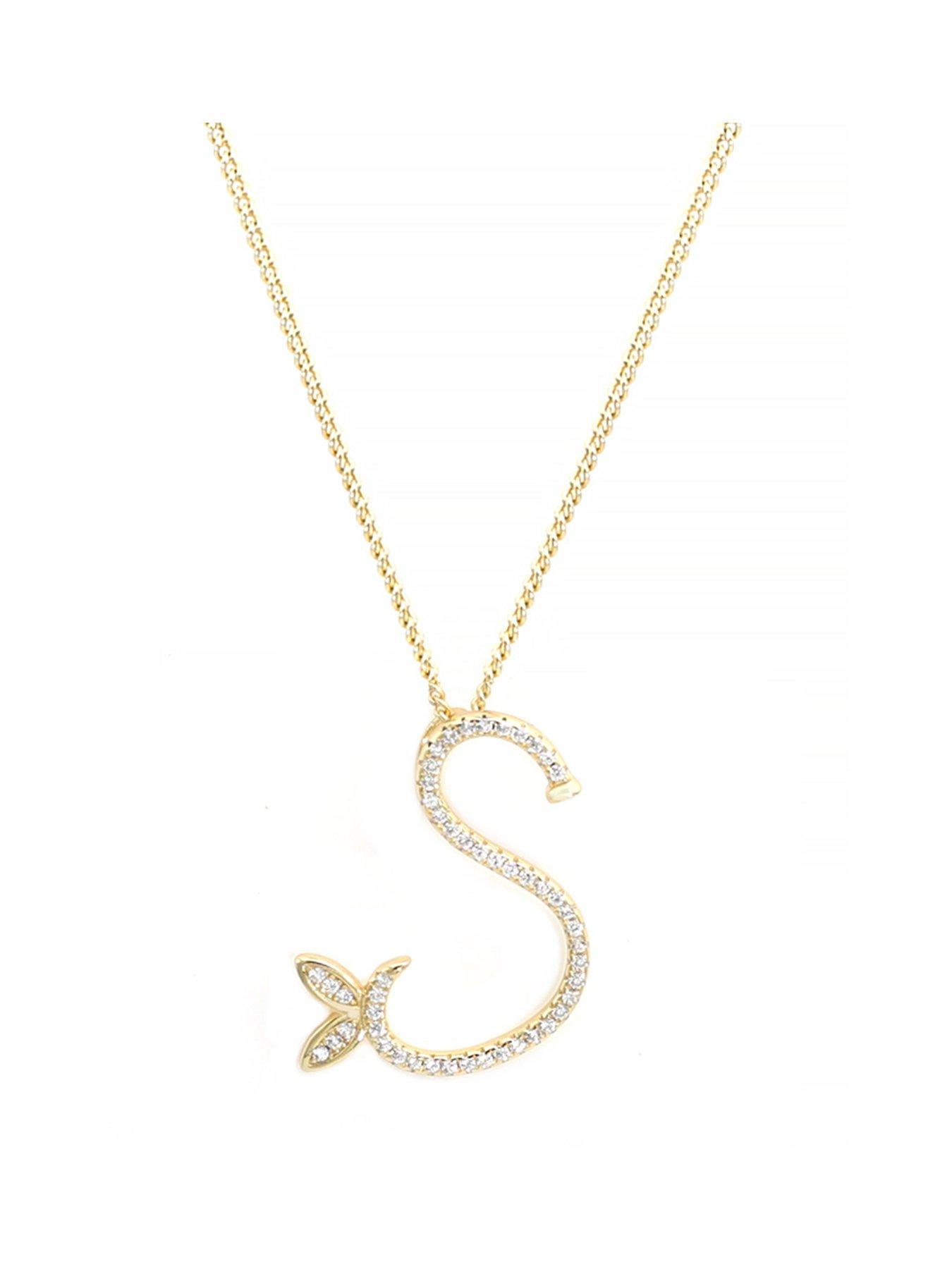 Say It With 1 Inch Winged Full Cz Stones Initial Necklace - Gold A-Z - L