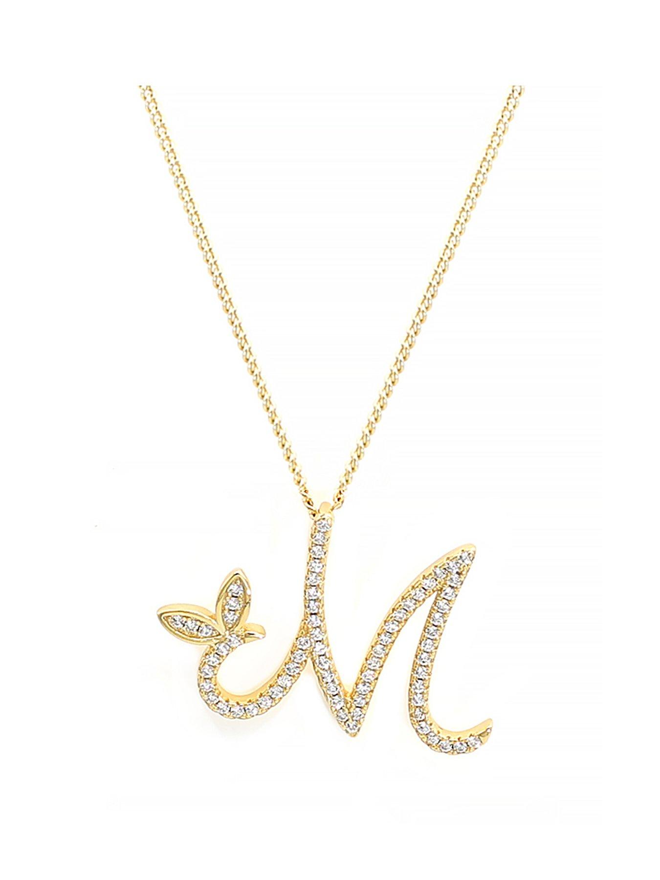 Say It With 1 Inch Winged Full Cz Stones Initial Necklace - Gold A-Z - L