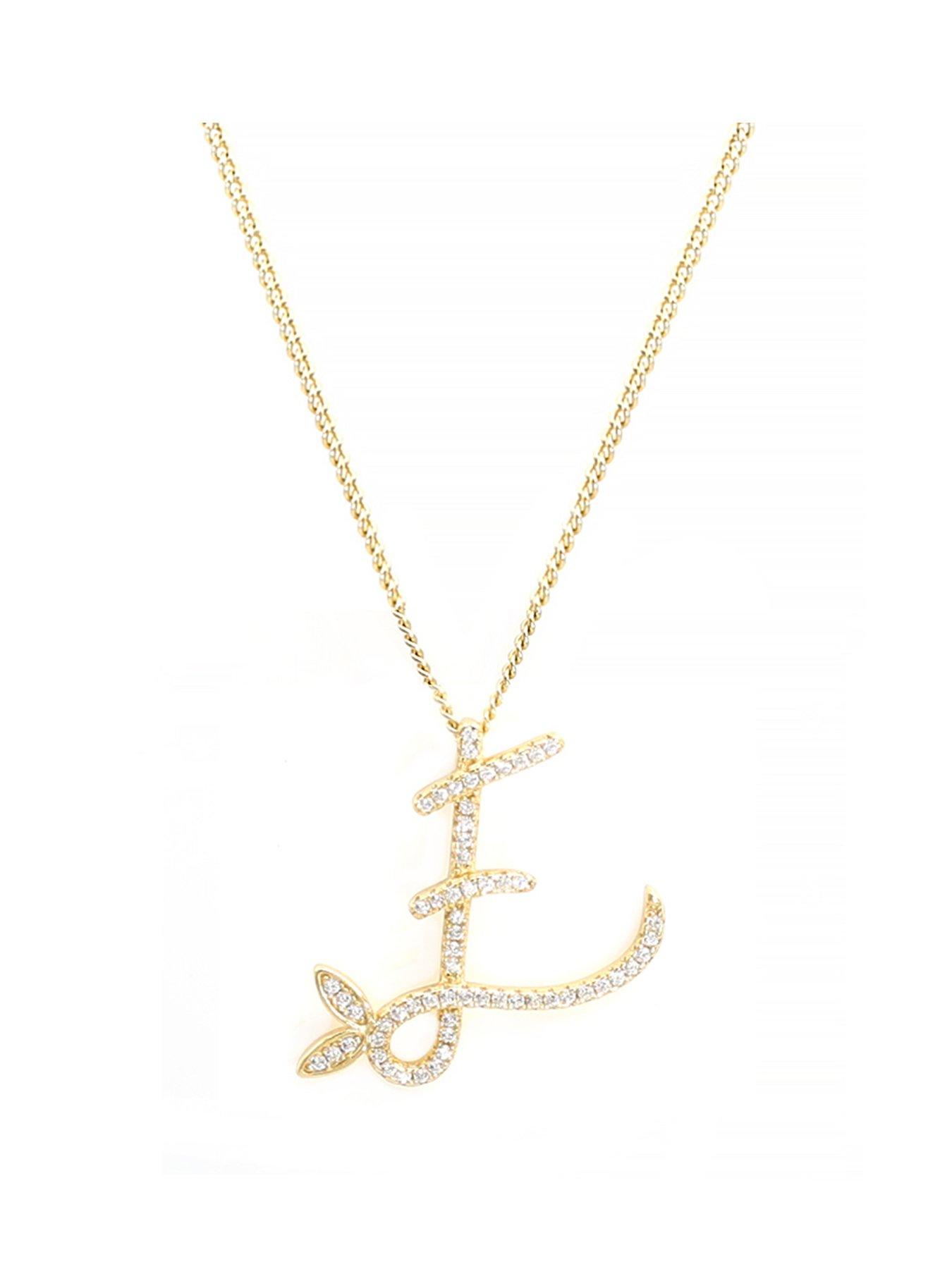 Say It With 1 Inch Winged Full Cz Stones Initial Necklace - Gold A-Z - L