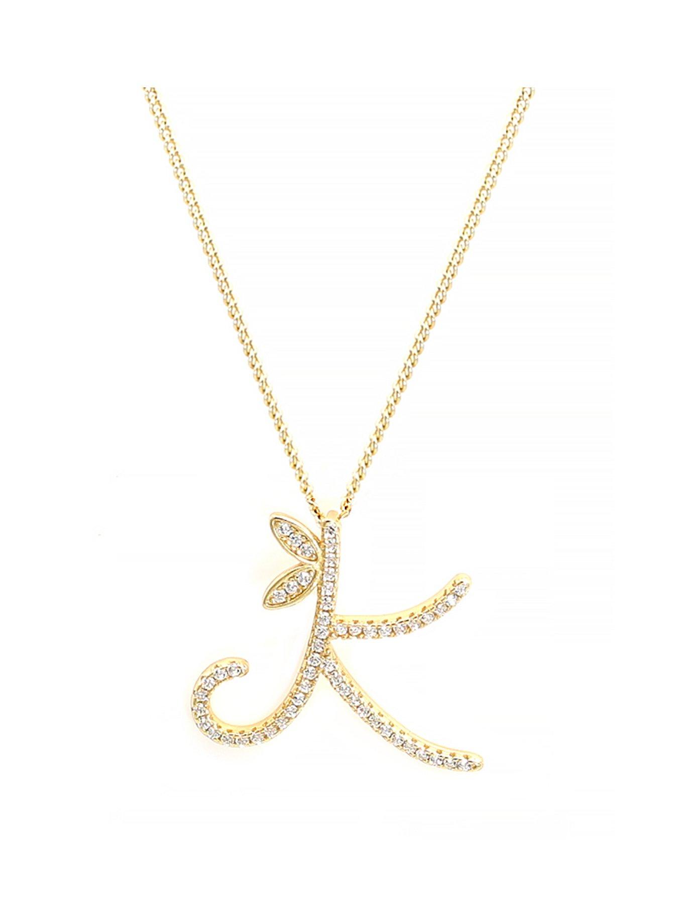 Say It With 1 Inch Winged Full Cz Stones Initial Necklace - Gold A-Z - L