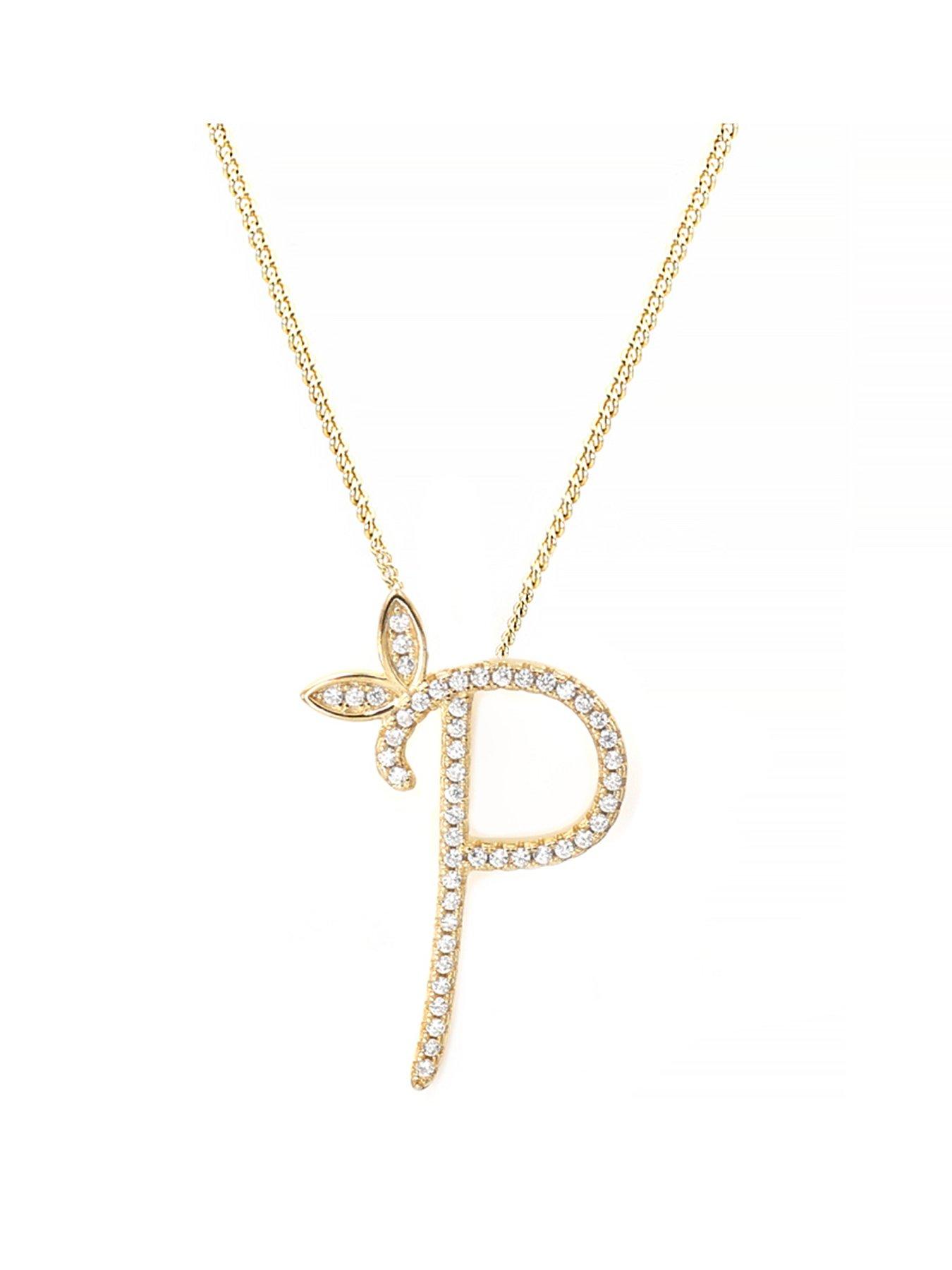Say It With 1 Inch Winged Full Cz Stones Initial Necklace - Gold A-Z - L