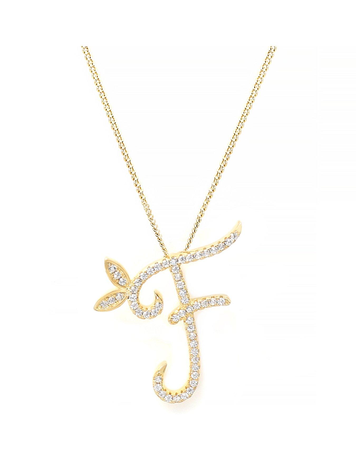 Say It With 1 Inch Winged Full Cz Stones Initial Necklace - Gold A-Z - L