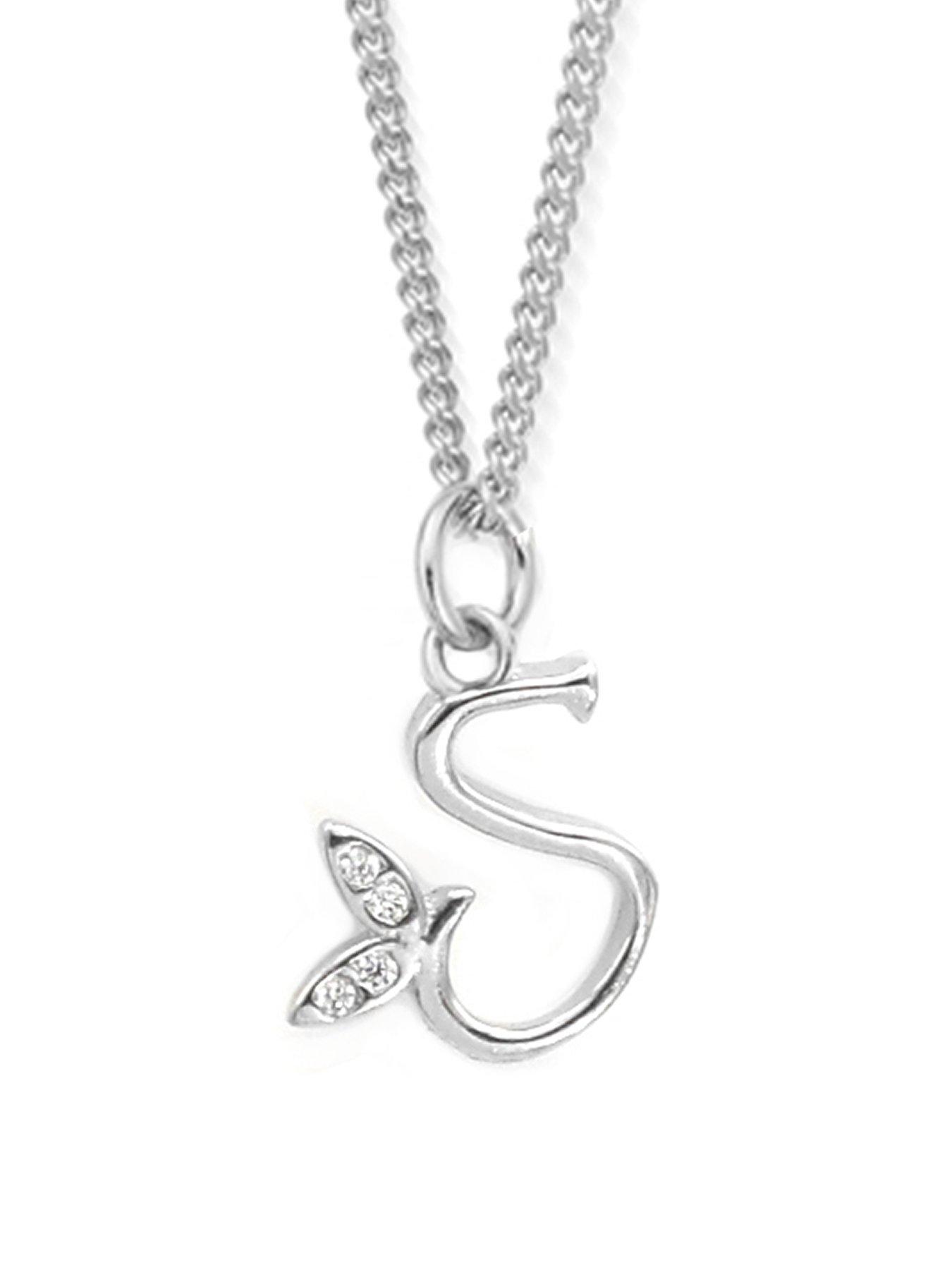 Say It With Dainty Winged Initial Charm Necklace - Sterling Silver A-Z - M