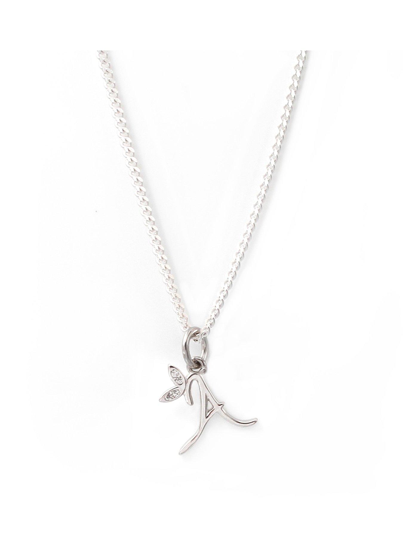 Say It With Dainty Winged Initial Charm Necklace - Sterling Silver A-Z - M