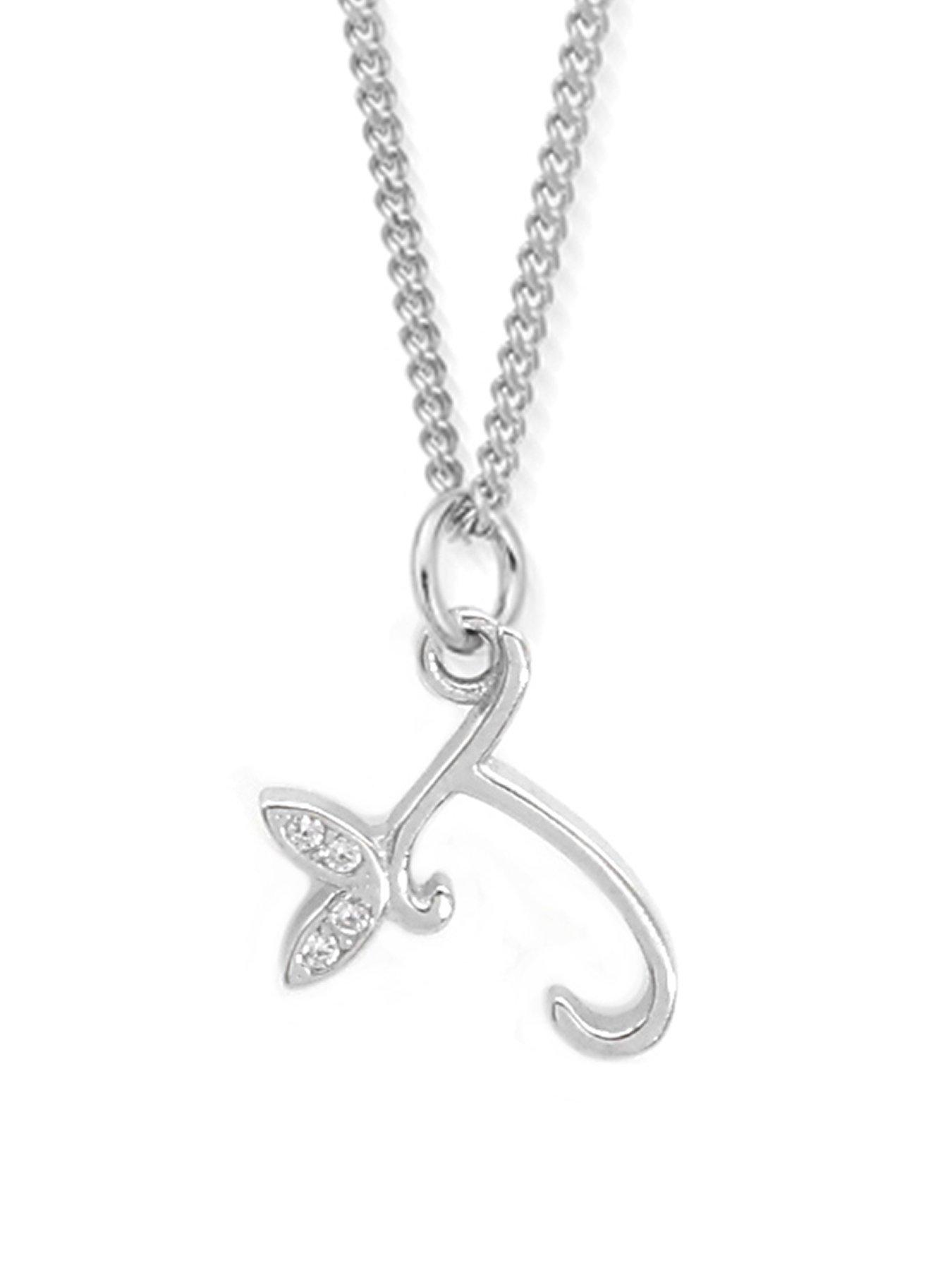 Say It With Dainty Winged Initial Charm Necklace - Sterling Silver A-Z - M