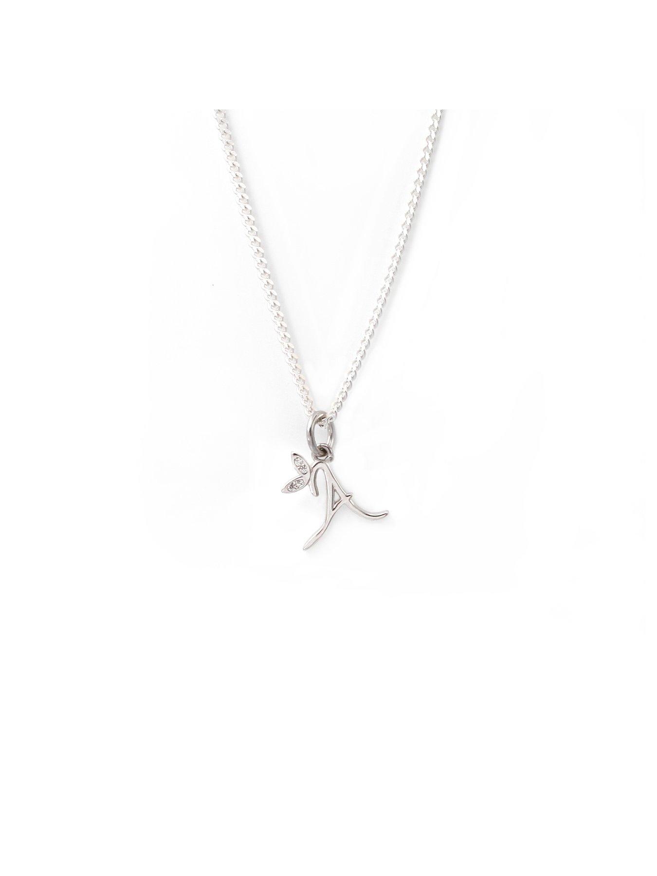 Image 3 of 3 of Say It With Dainty Winged Initial Charm Necklace - Sterling Silver A-Z - M
