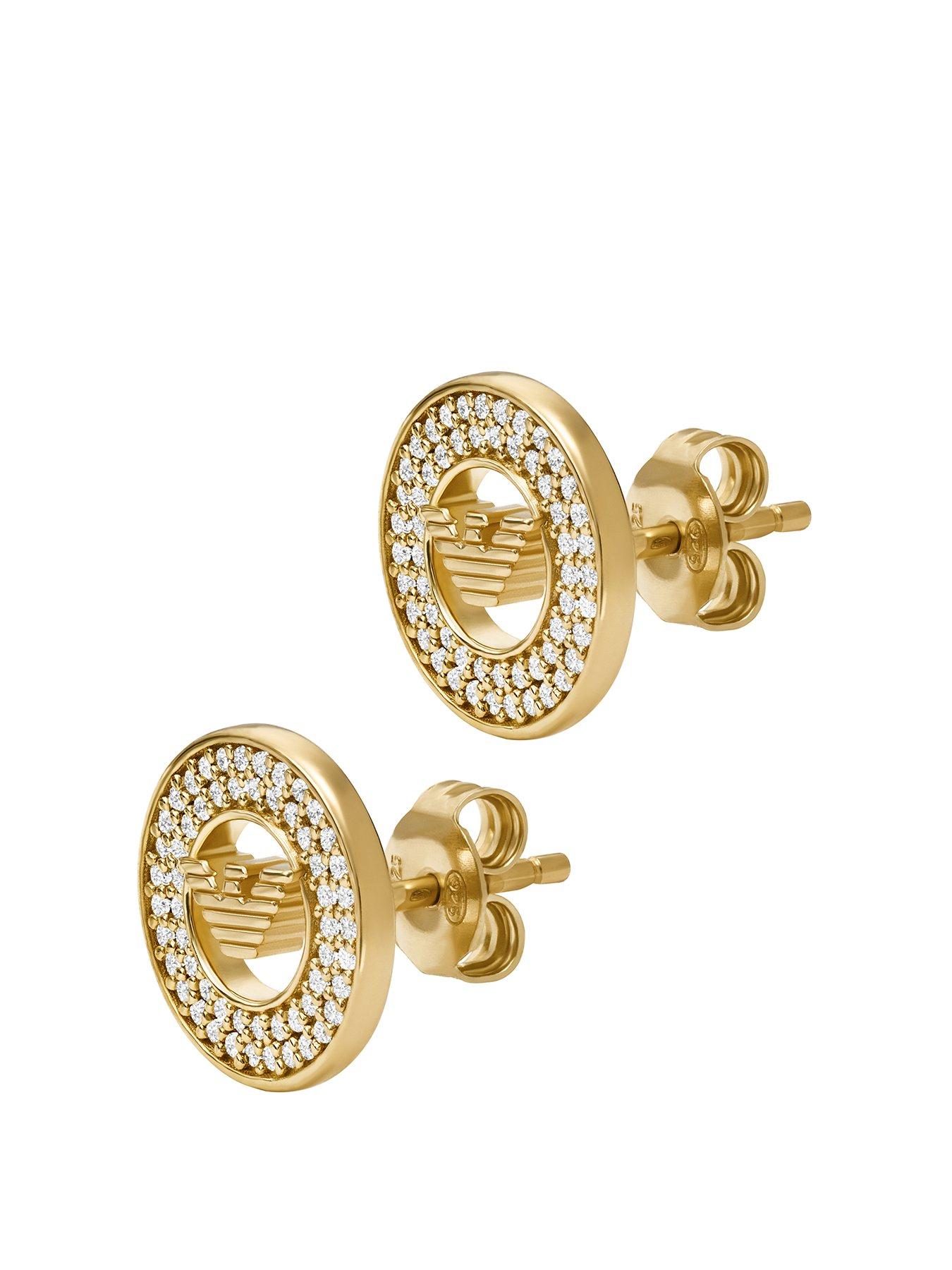 Emporio Armani Women's Gold-Tone Sterling Silver Stud Earrings, EG3629710