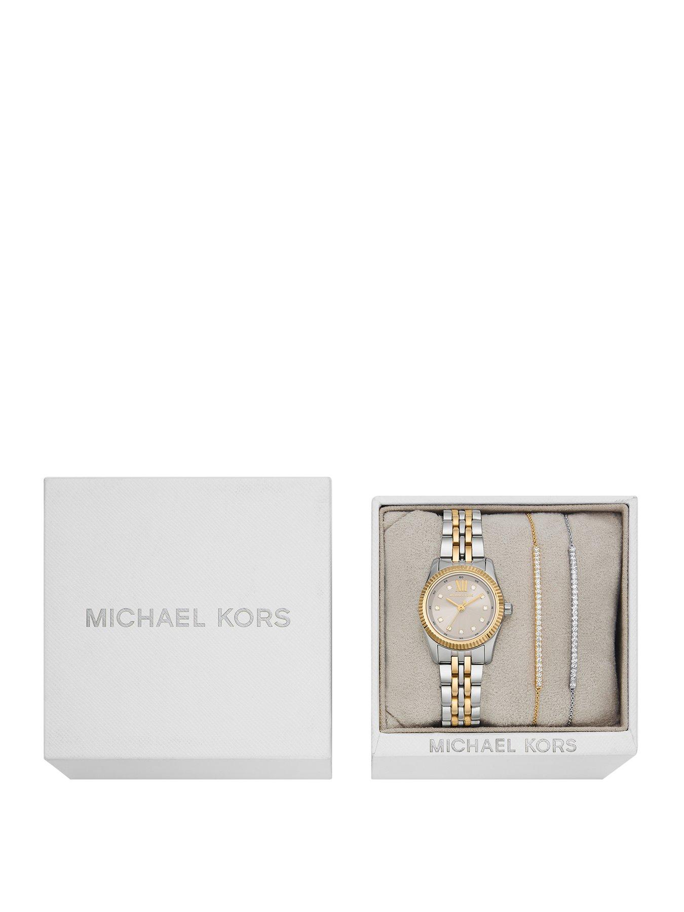 Michael Kors Women's Lexington 3 -Hand, Stainless Steel Watch And Bracelets Gift Set Mk4815