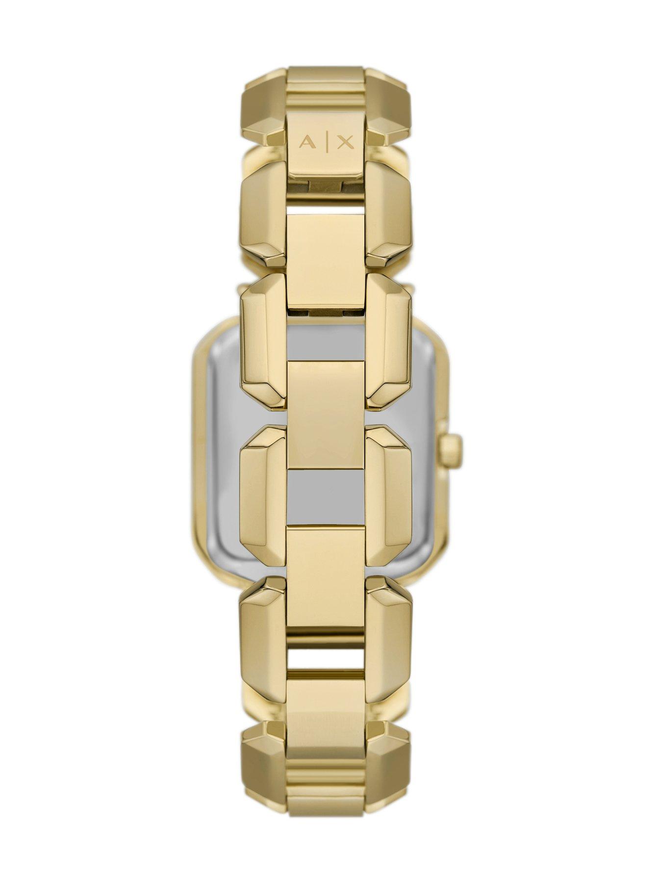 Armani Exchange Women's Three-Hand, Gold-Tone Stainless Steel Watch ...