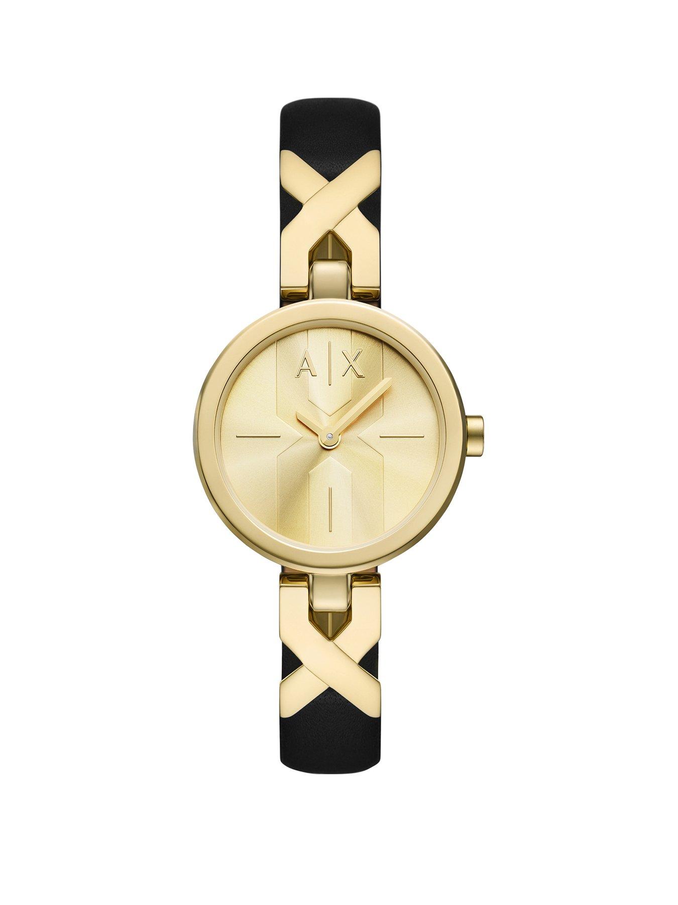 Armani Exchange Women's Two-Hand Leather Watch, Ax5833 - Black