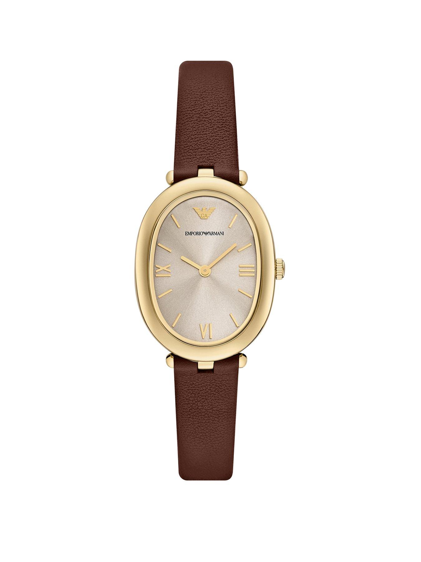 Emporio Armani Women's Two-Hand Leather Watch, Ar11708 - Brown