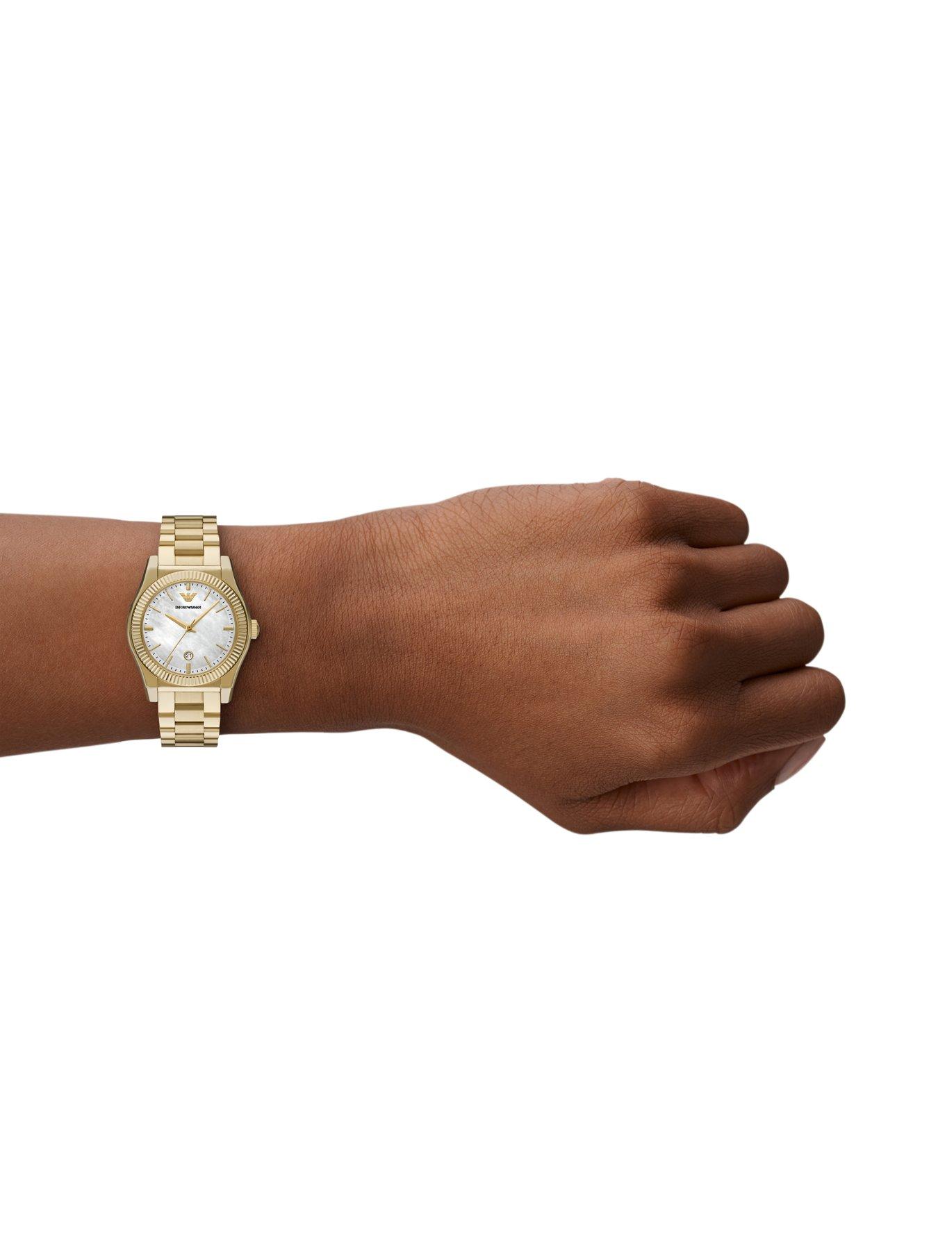 Image 4 of 6 of Emporio Armani Women's Three-Hand Date, -Tone Stainless Steel Watch, Ar11657 - Gold