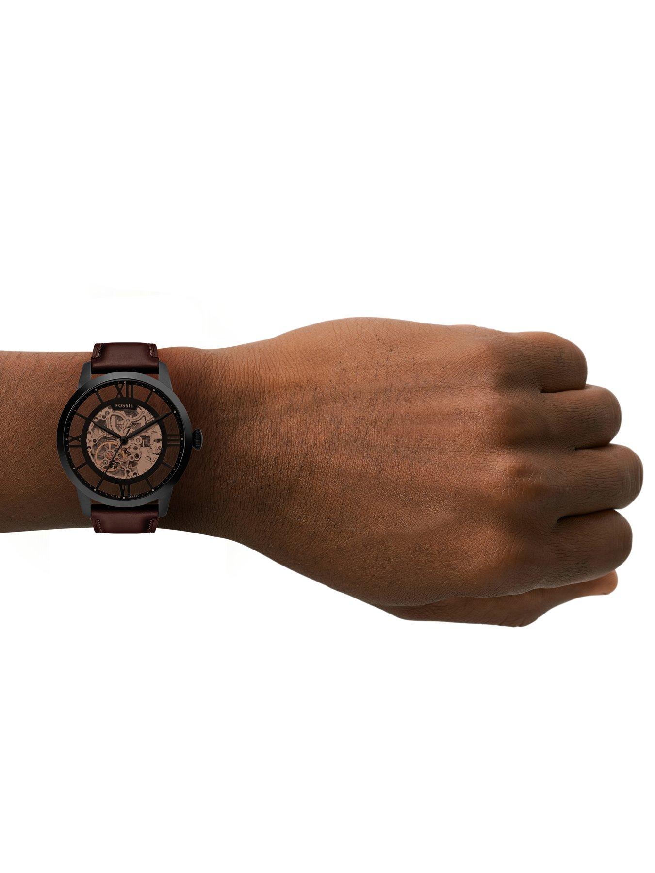 Image 4 of 6 of Fossil Men's Townsman Automatic, Dark Brown Leather Watch, ME3098