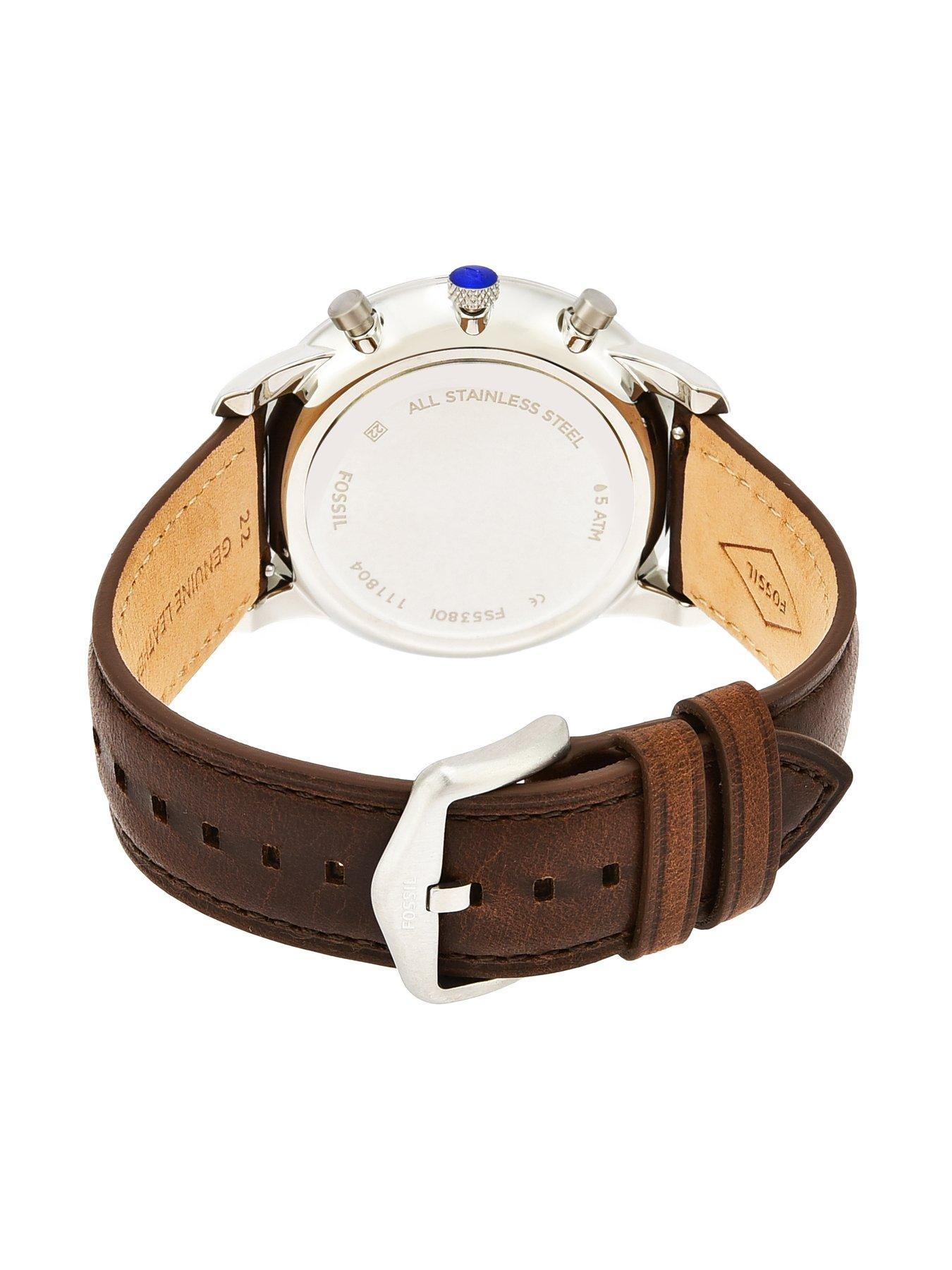 Fossil Men's Neutra Chronograph Brown Leather Watch, FS5380 | Very