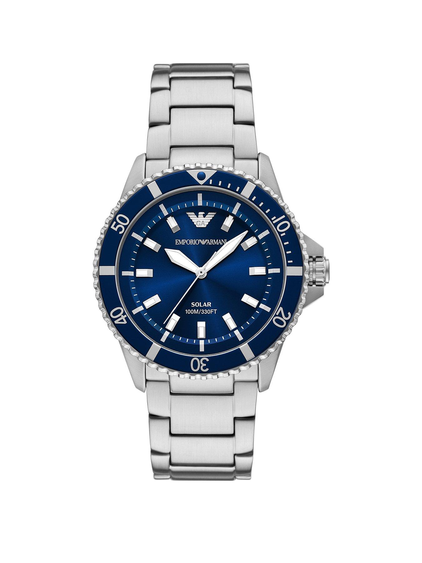 Image 1 of 6 of Emporio Armani Men's World Explorer Solar-Powered 3-Hand Stainless Steel Watch, Ar11697 - Silver