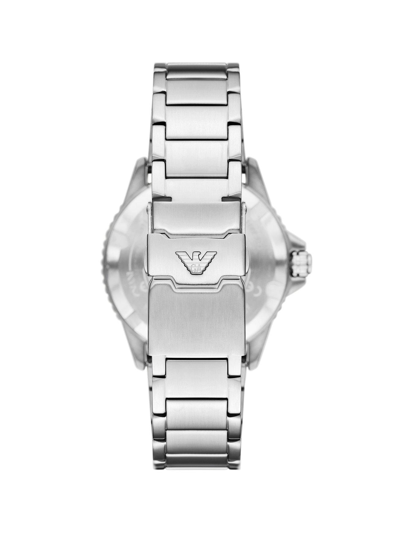 Image 2 of 6 of Emporio Armani Men's World Explorer Solar-Powered 3-Hand Stainless Steel Watch, Ar11697 - Silver