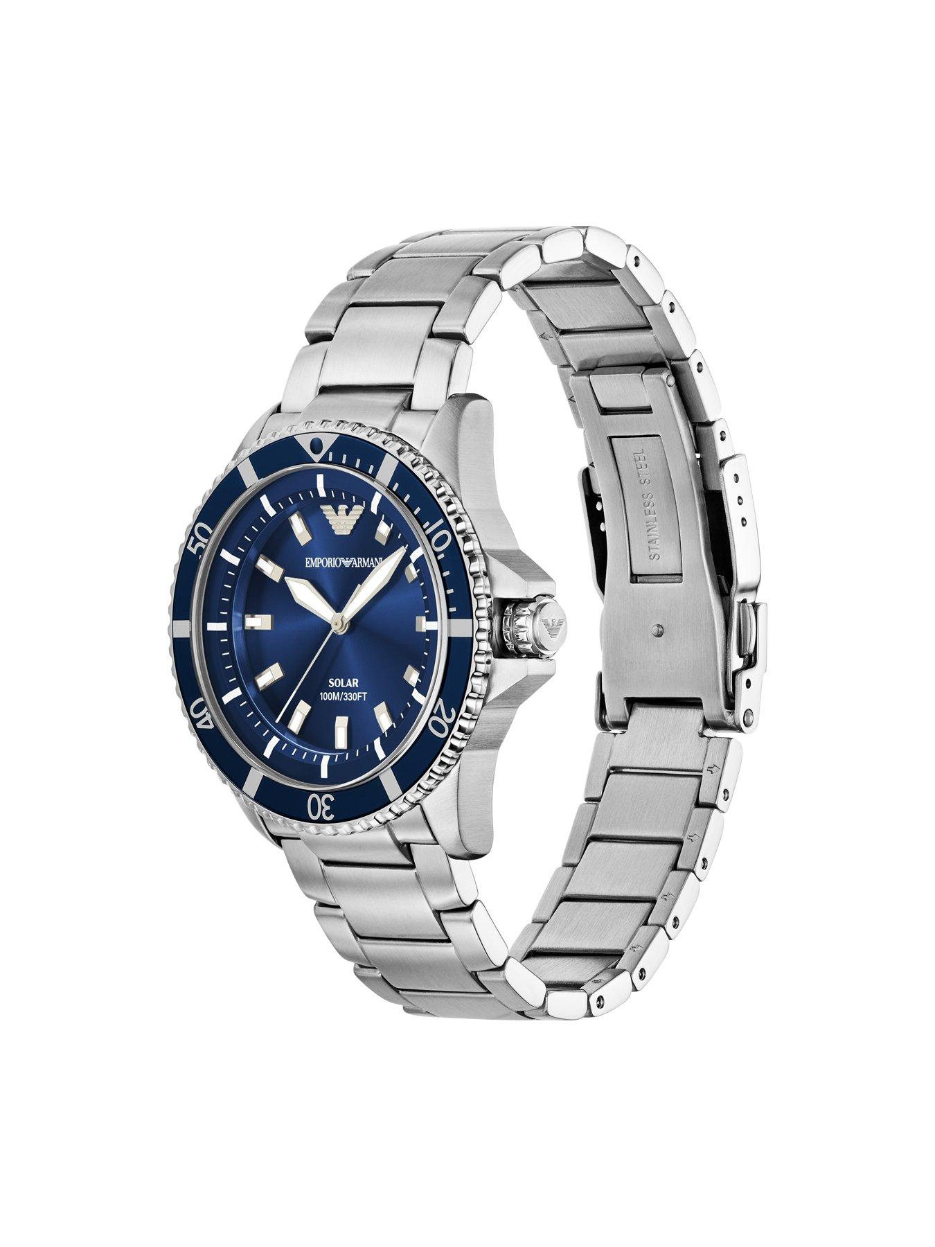 Image 4 of 6 of Emporio Armani Men's World Explorer Solar-Powered 3-Hand Stainless Steel Watch, Ar11697 - Silver