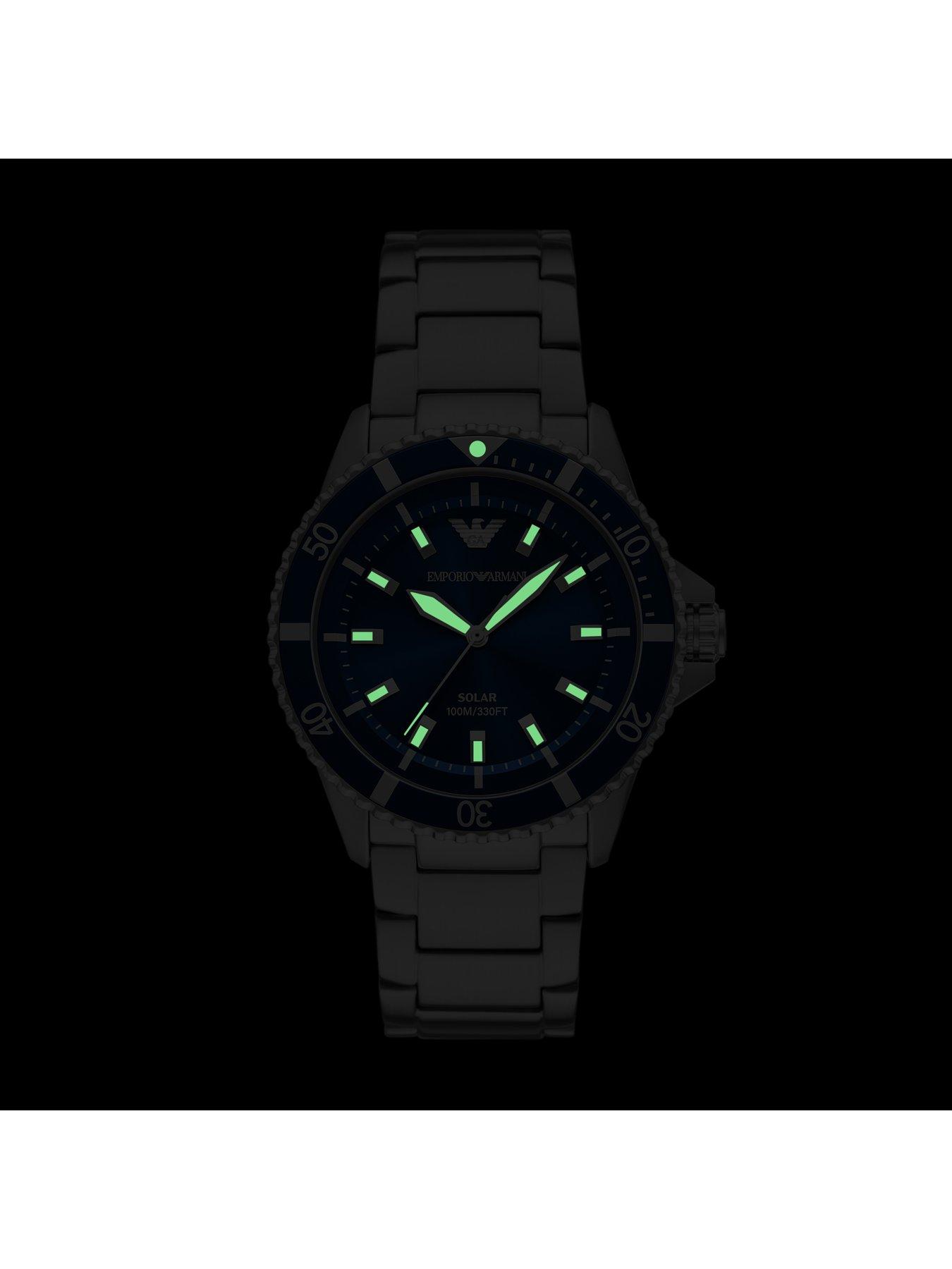 Image 5 of 6 of Emporio Armani Men's World Explorer Solar-Powered 3-Hand Stainless Steel Watch, Ar11697 - Silver