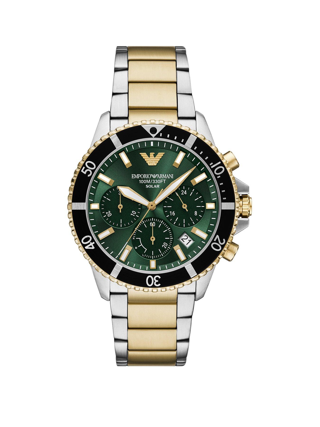 Emporio Armani Men's World Explorer Solar-Powered Chronograph 2-Tone Stainless Steel Watch Ar11695