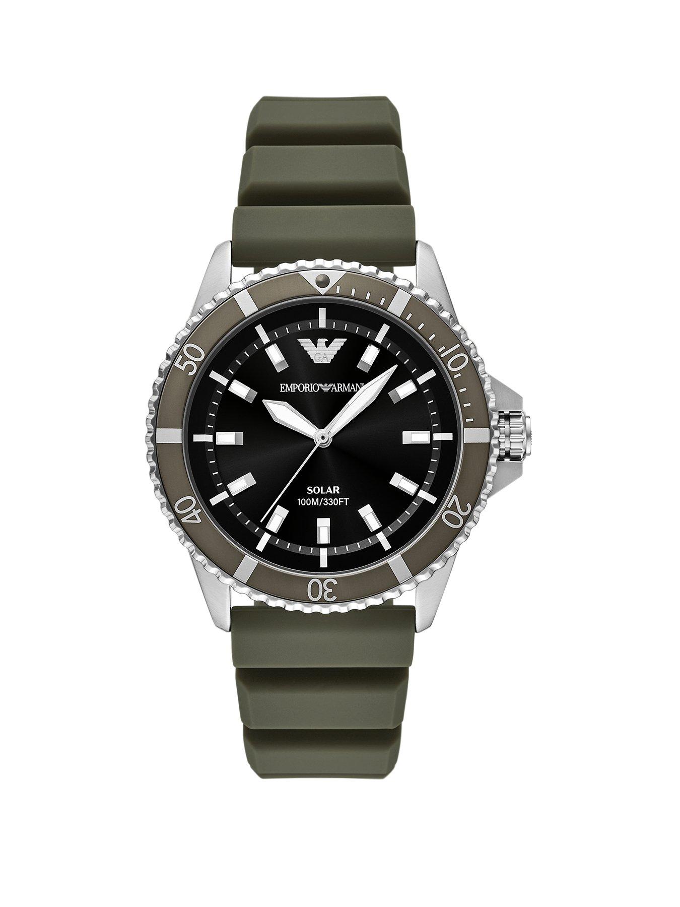 undefined Men's World Explorer Solar-Powered 3-Hand Silicone Watch, Ar11699 - Green