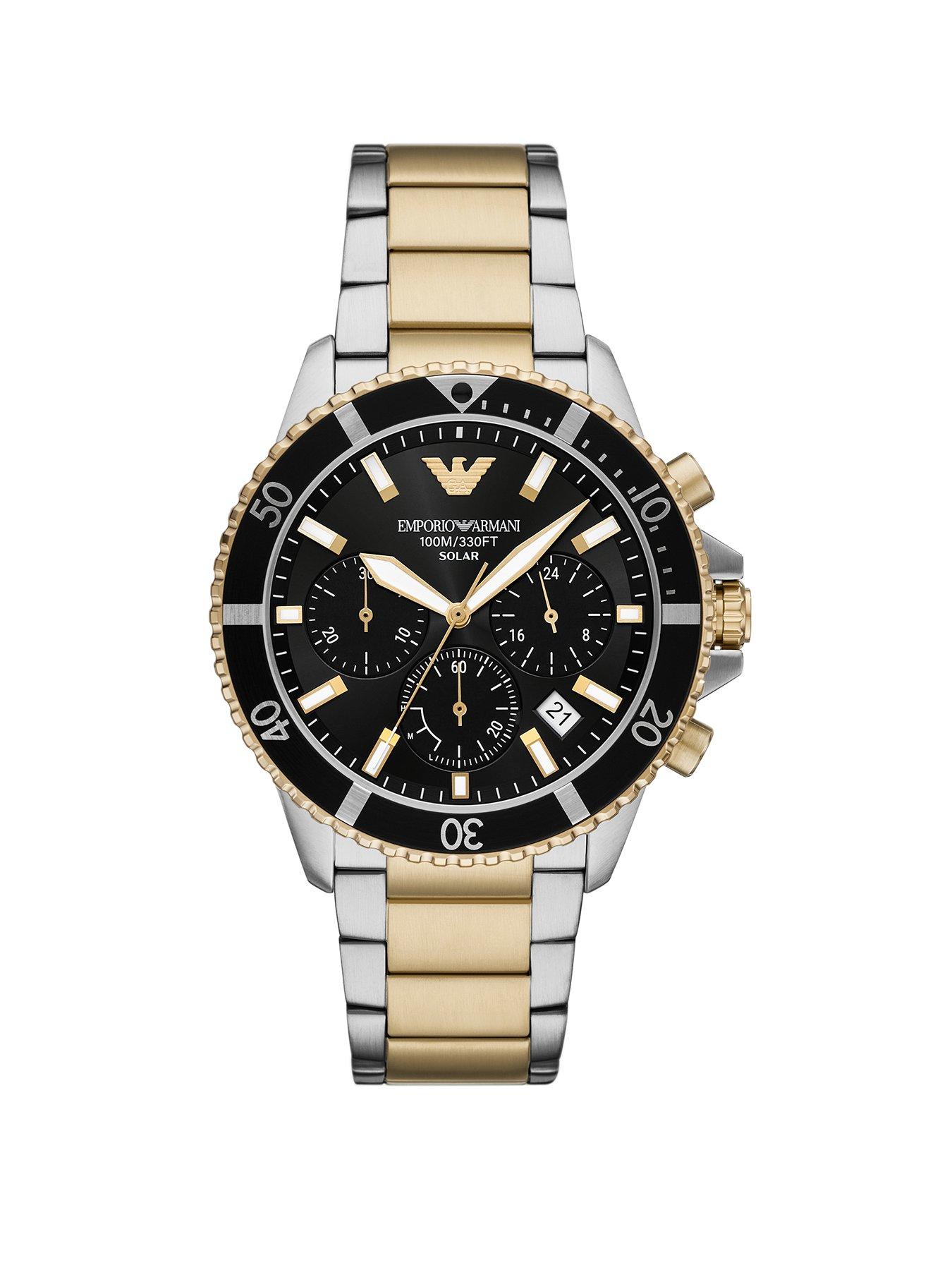 Emporio Armani Men's World Explorer Solar-Powered Chronograph Stainless Steel Watch Ar11680 - 2-Tone