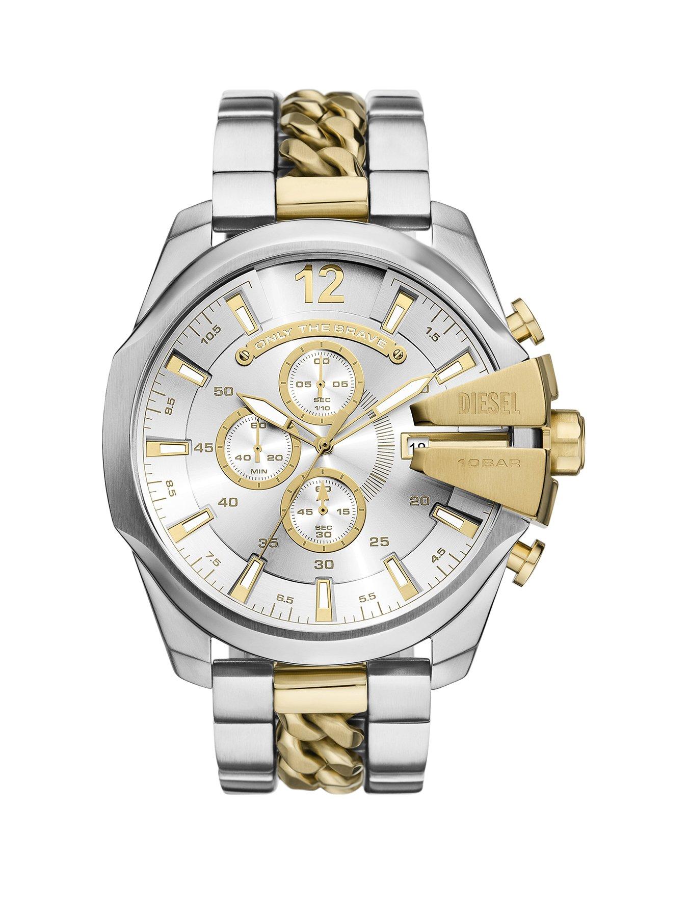 Diesel Men's Mega Chief Chronograph, Stainless Steel Watch, Dz4672 - Two Tone