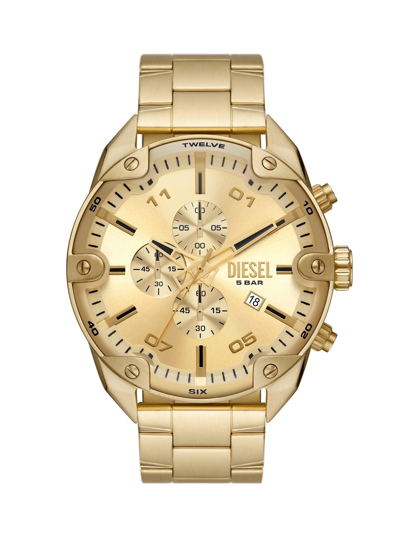 Diesel Men's Spiked Chronograph Stainless Steel Watch Dz4608 - Gold