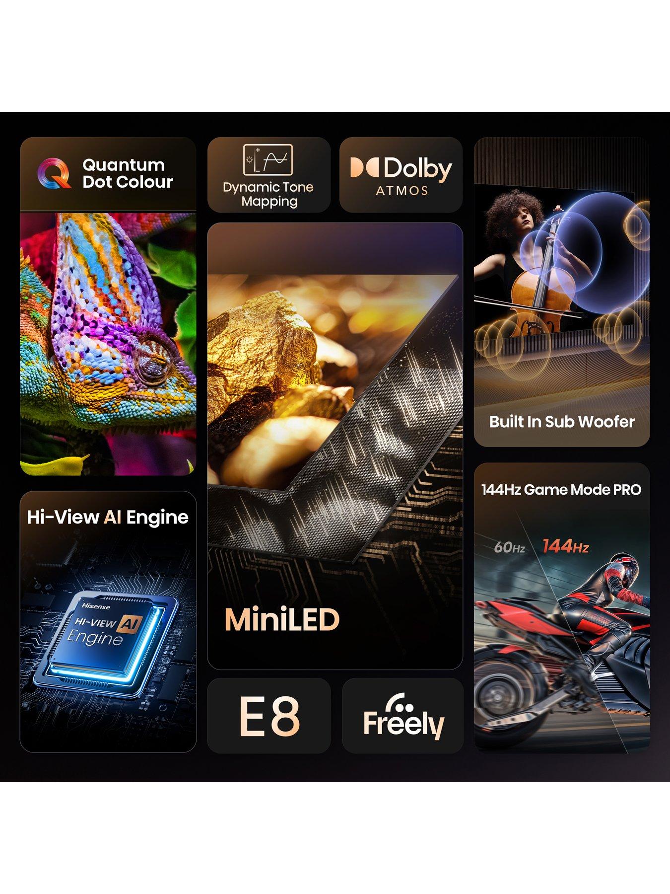 Image 4 of 7 of Hisense E8Q 55" 4K MiniLED QLED 144Hz Smart AI TV with Freely- 55E8QTUK