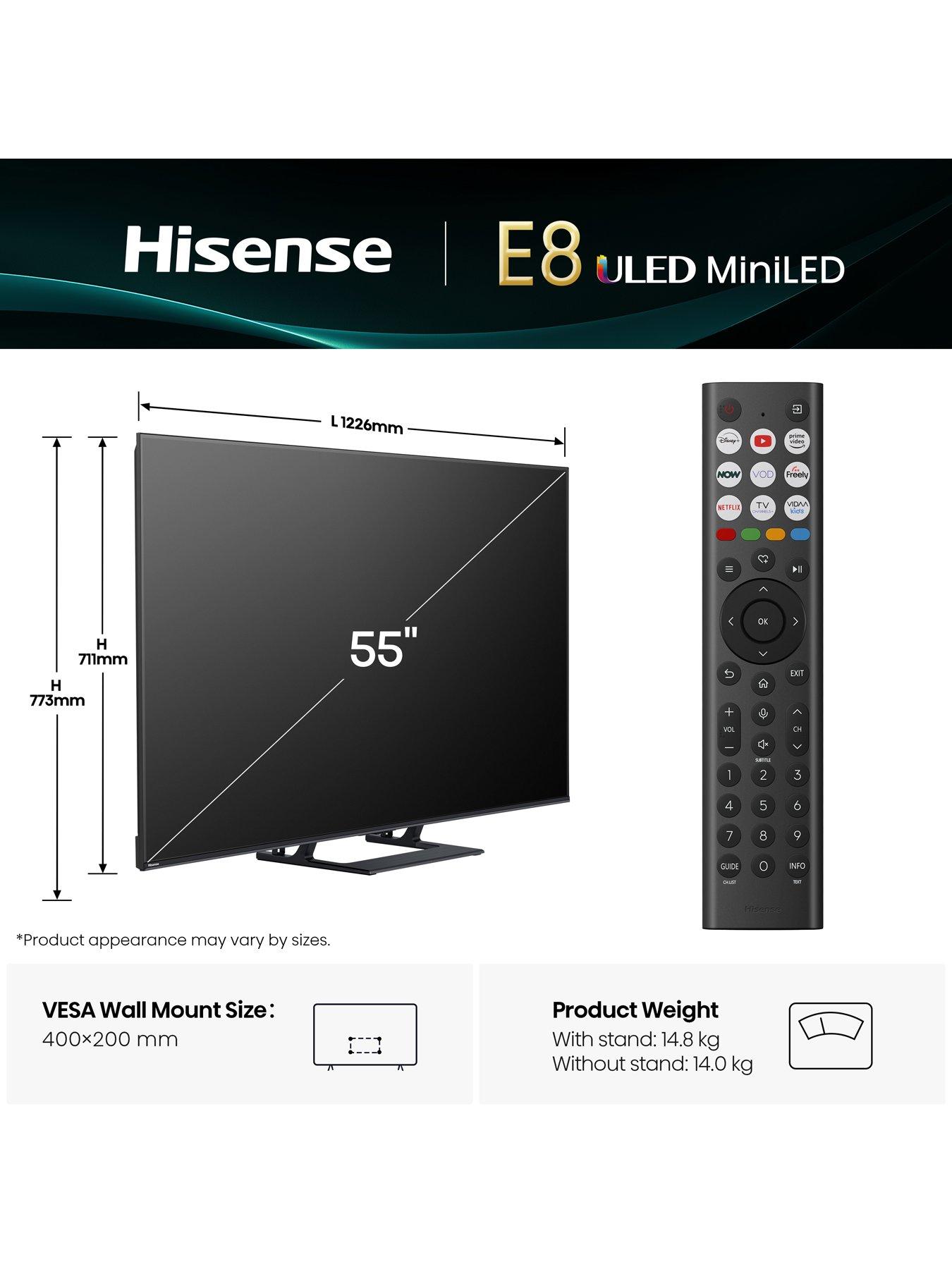 Image 7 of 7 of Hisense E8Q 55" 4K MiniLED QLED 144Hz Smart AI TV with Freely- 55E8QTUK