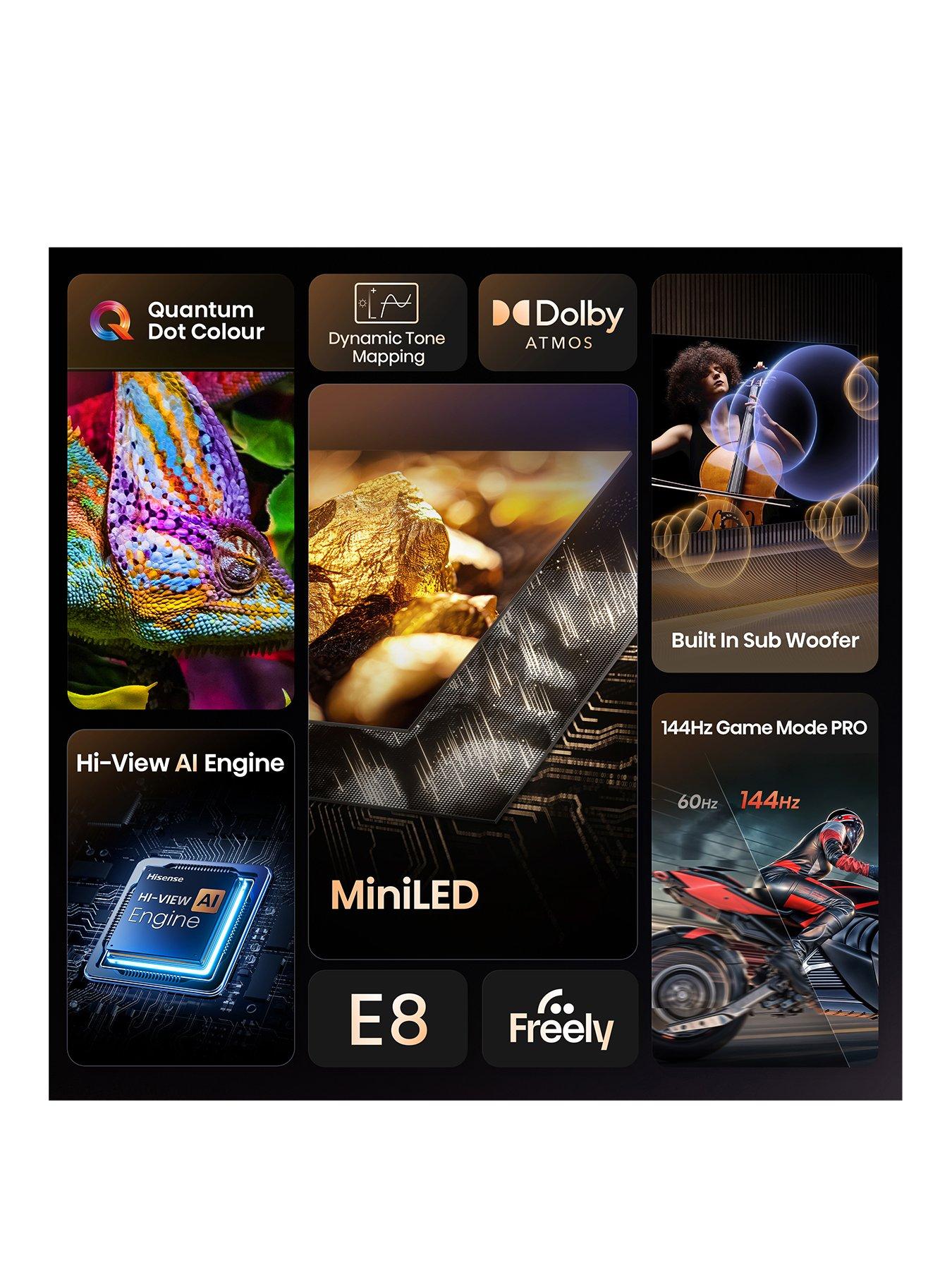 Image 3 of 7 of Hisense 50" E8QTUK MiniLED QLED 144Hz Smart AI TV with Freely
