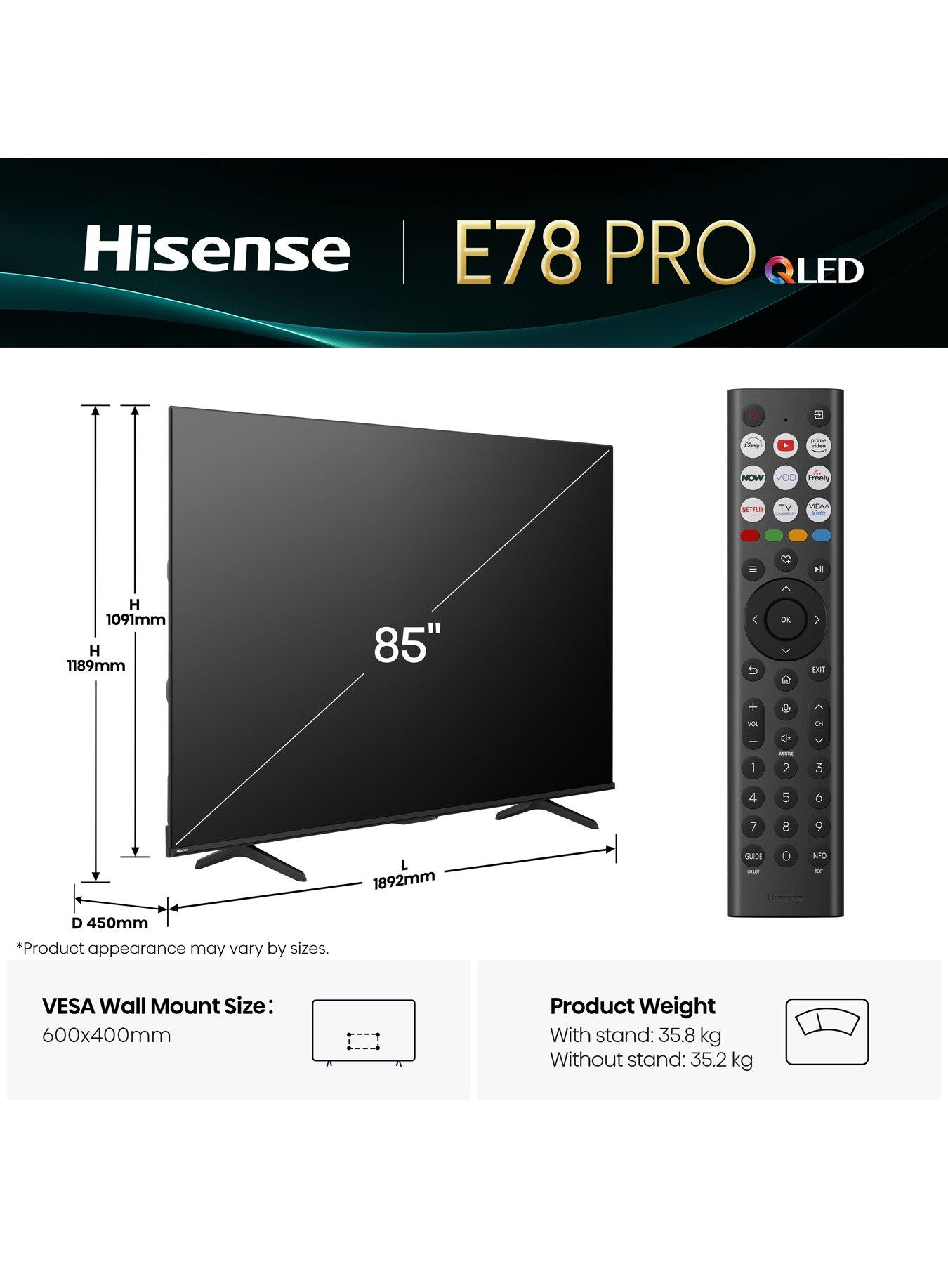 Image 6 of 7 of Hisense E78Q PRO 85" 4K 144Hz QLED Smart AI TV with Freely- 85E78QTUK PRO