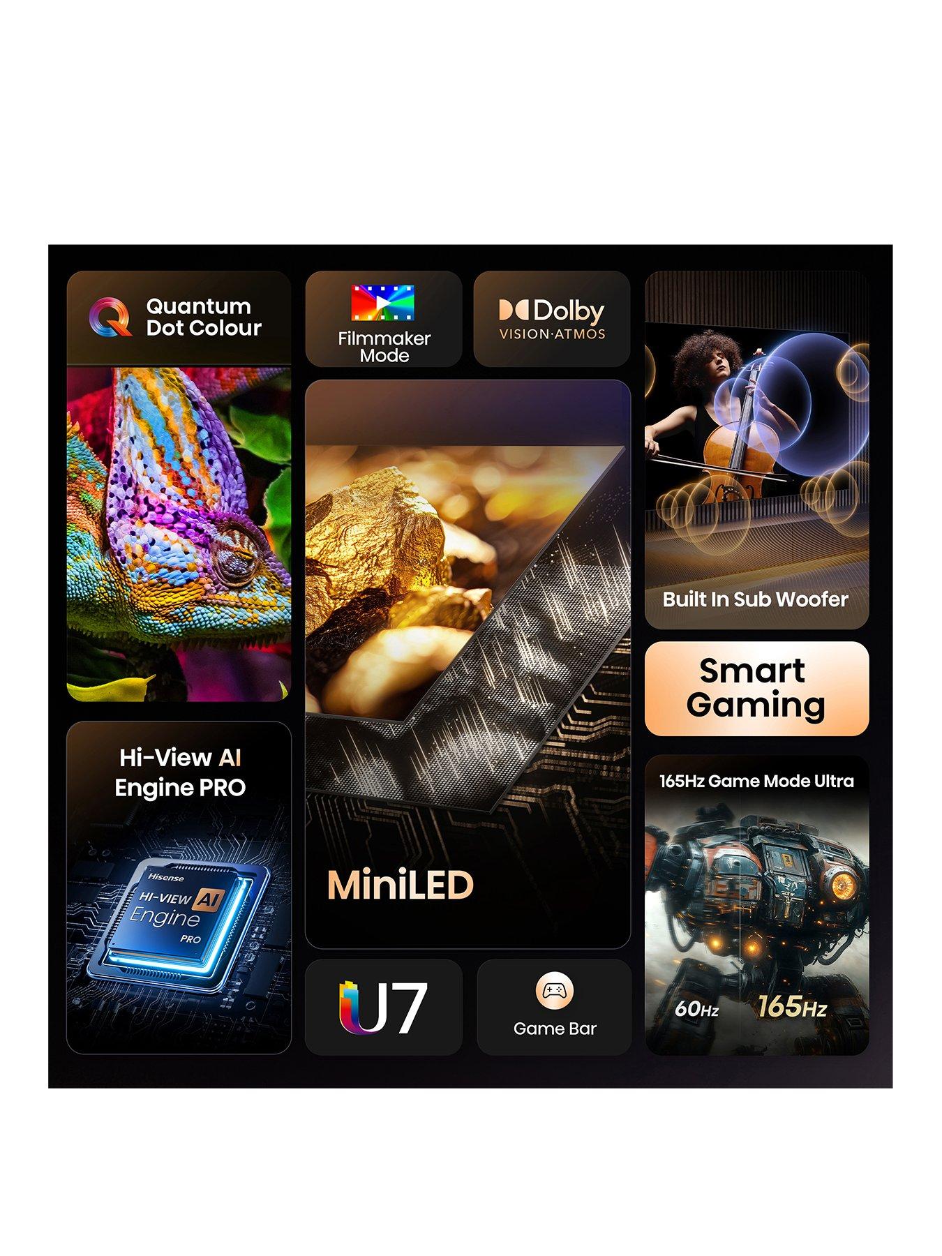 Image 3 of 7 of Hisense 100" U7QTUK MiniLED QLED 144Hz Smart AI TV with Freely