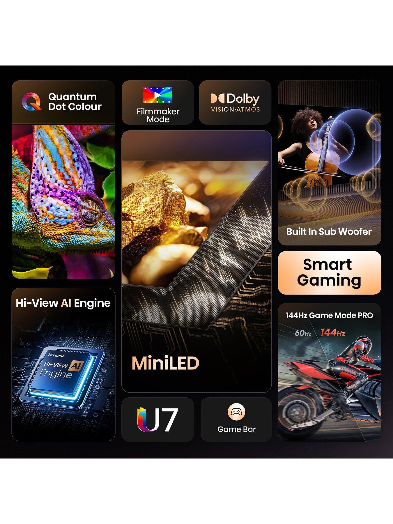 Image 2 of 7 of Hisense U7Q 50" 4K ULED MiniLED 144Hz Smart AI TV with Freely - 50U7QTUK